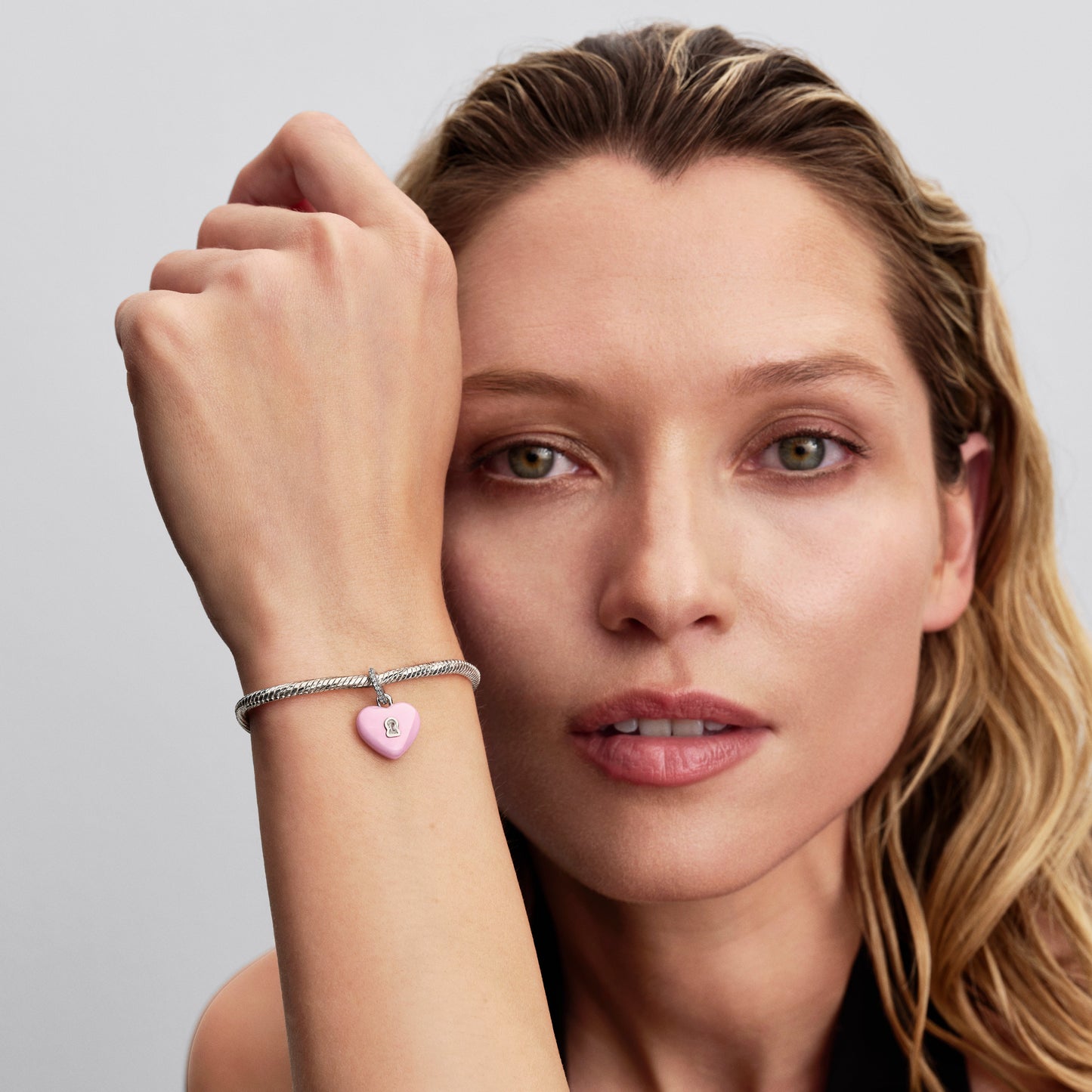 Pandora Pink Ceramic Heart Padlock Dangle Charm