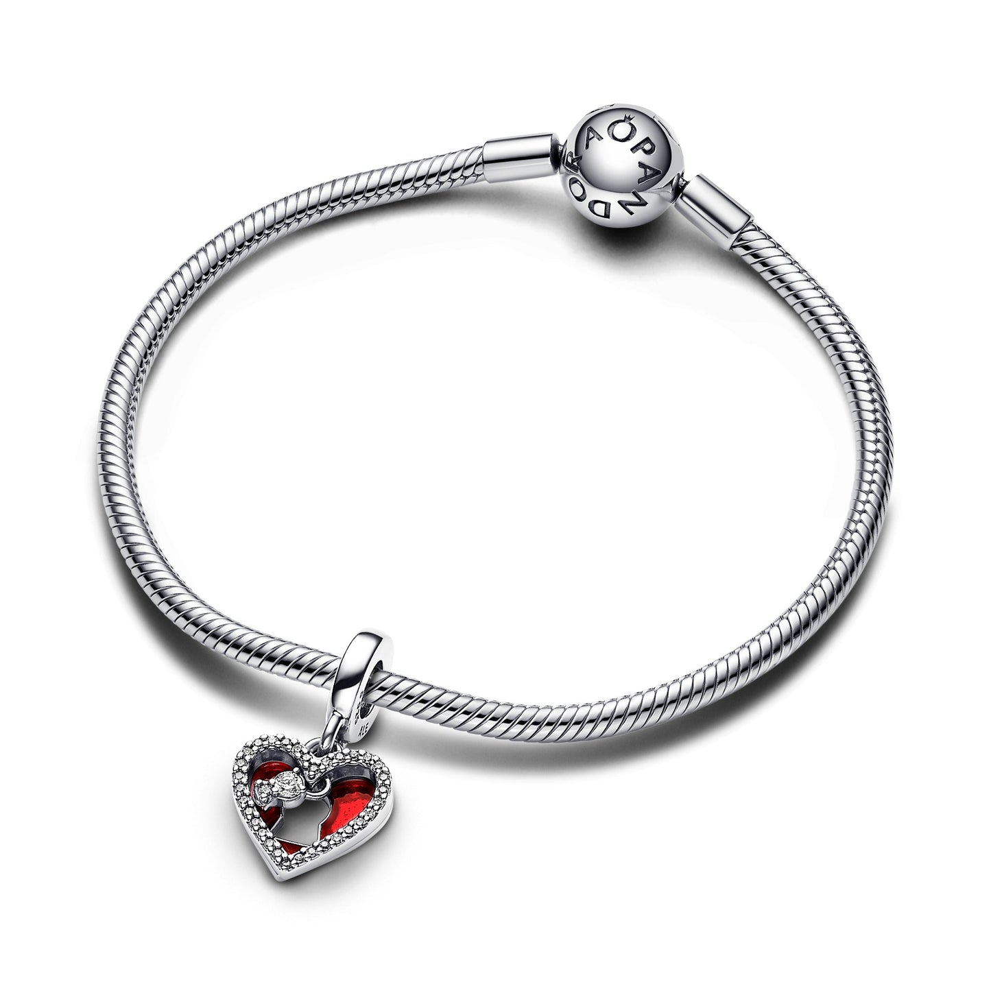 Pandora Red Heart & Keyhole Double Dangle Charm