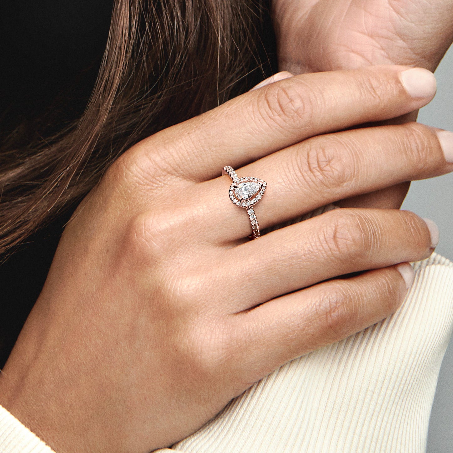 Pandora Sparkling Pear Halo Ring