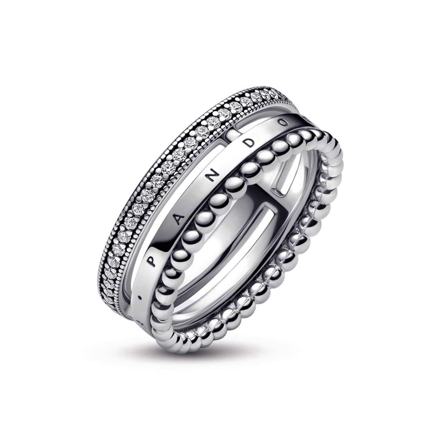 Pandora Signature Logo Pave & Beads Ring