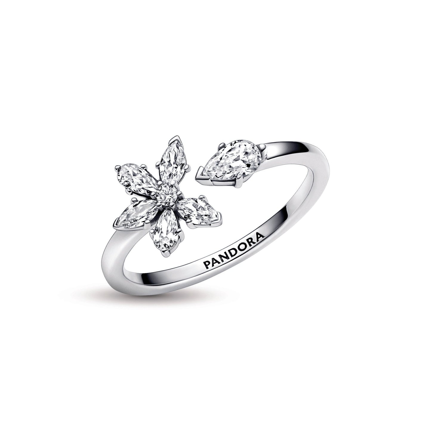 Pandora Sparkling Herbarium Cluster Open Ring