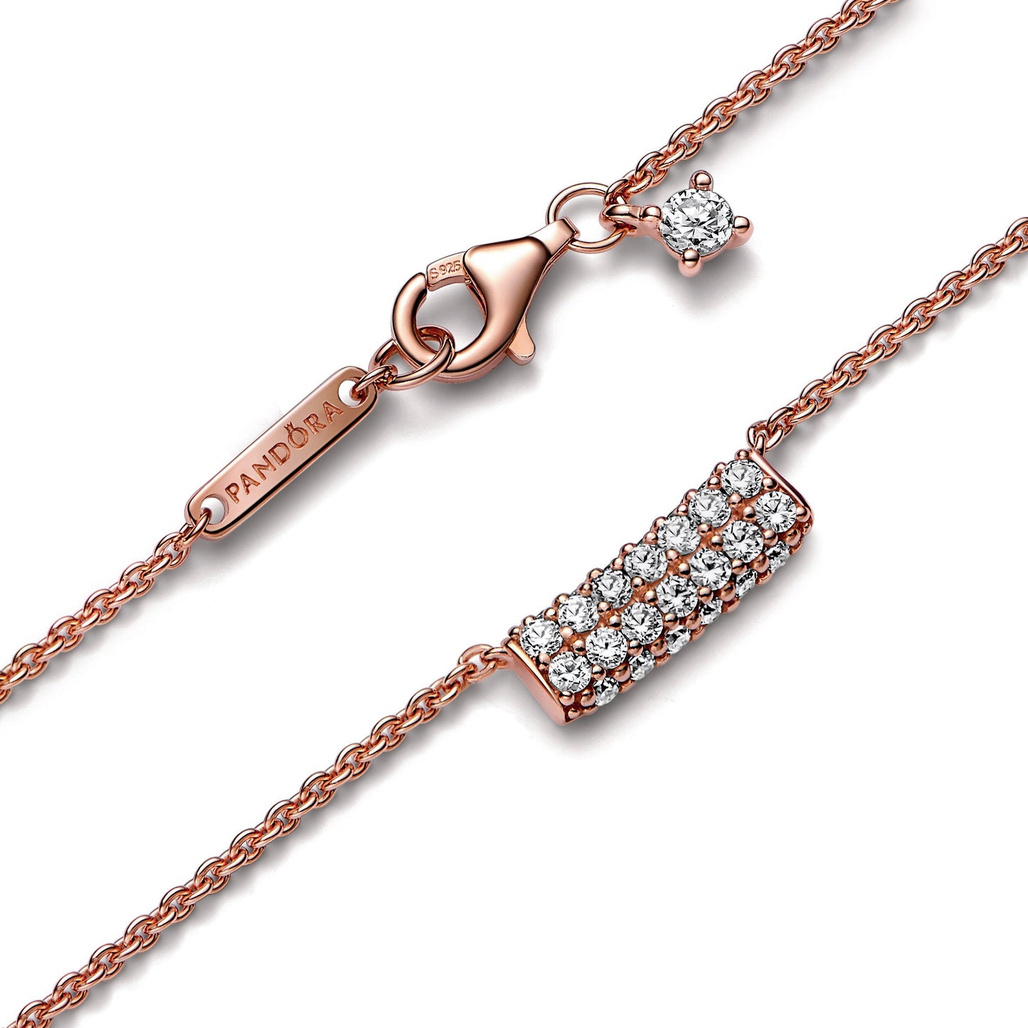 Pandora Timeless Pave Double-row Bar Collier Necklace