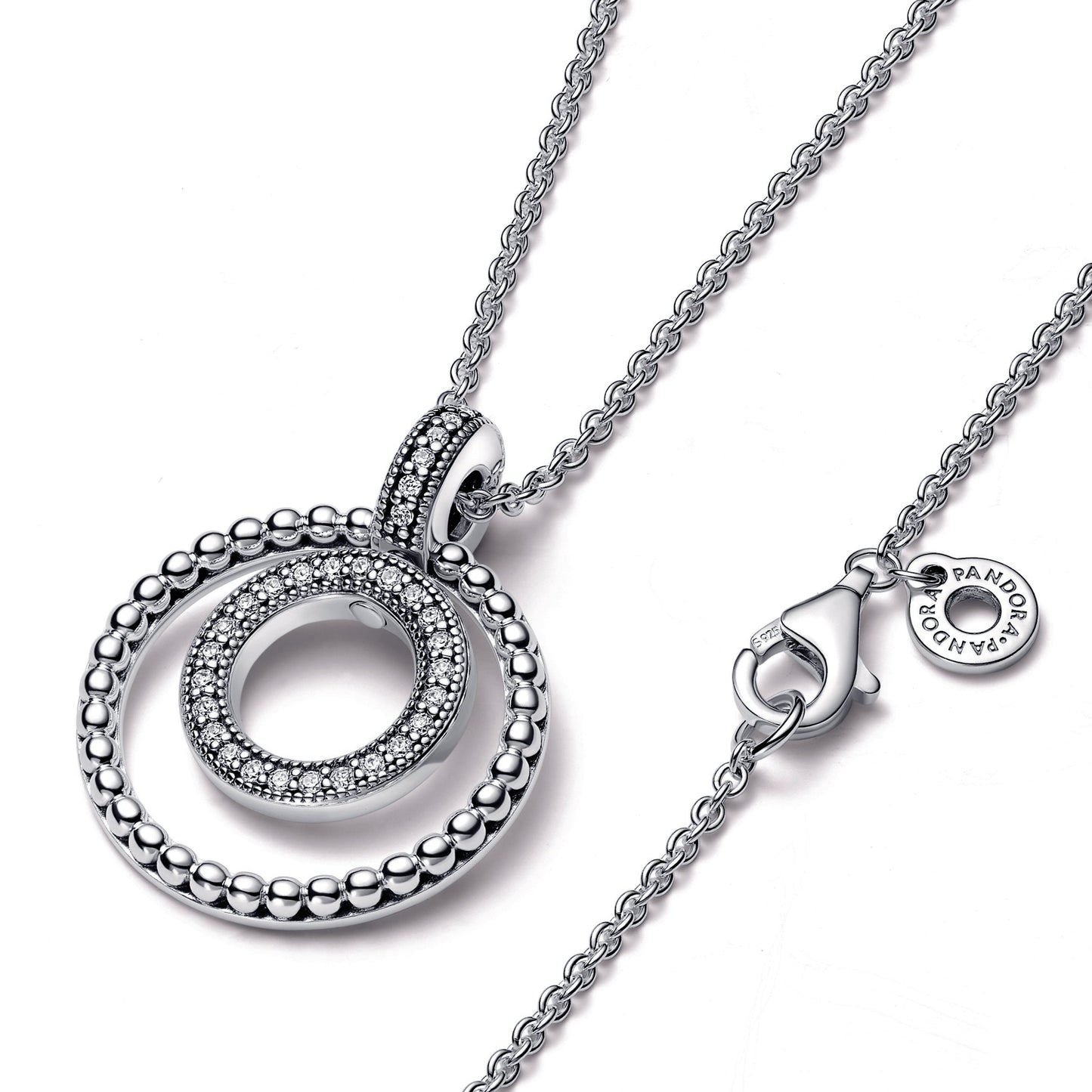 Pandora Signature Pave & Beads Pendant & Necklace