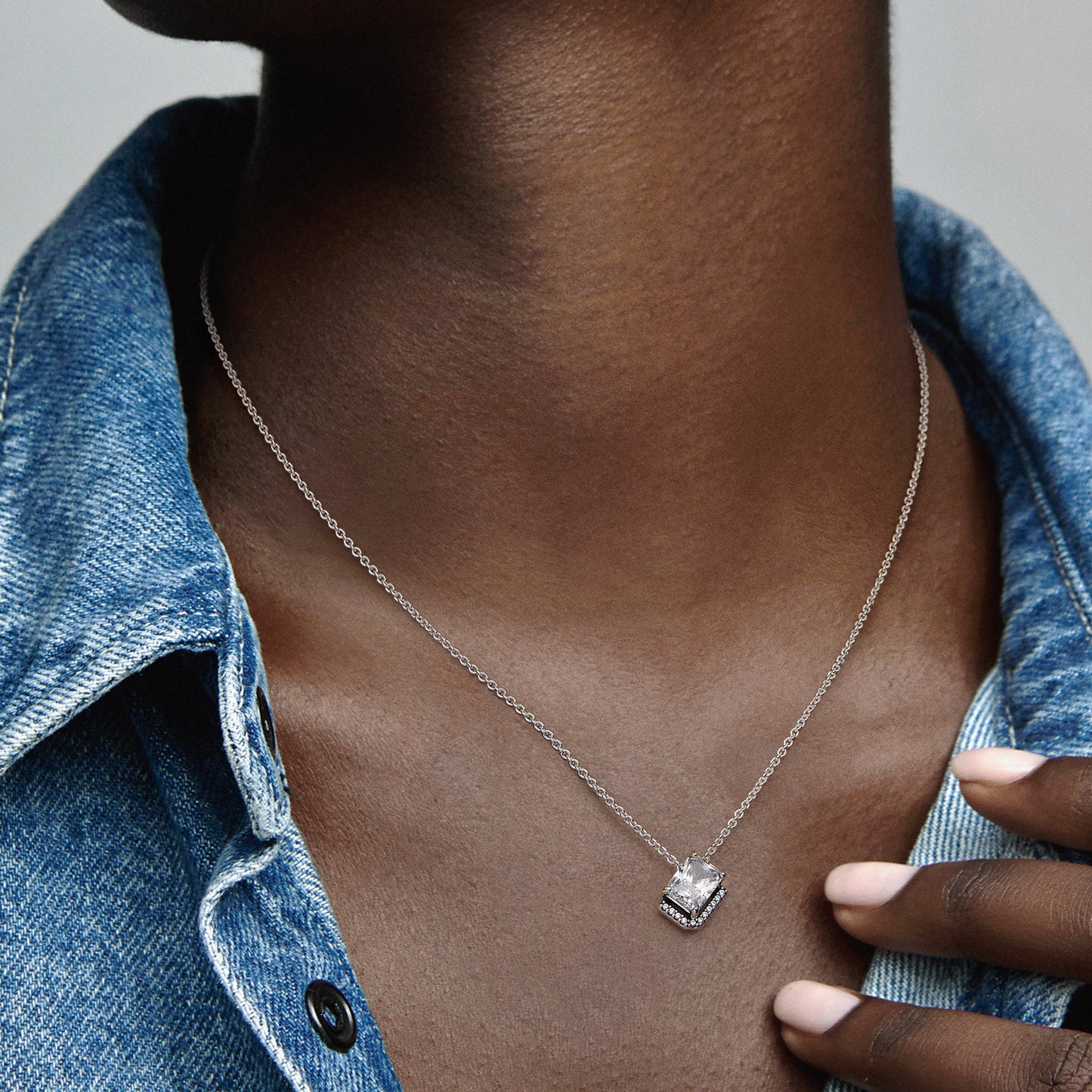 Pandora Rectangular Sparkling Halo Collier Necklace