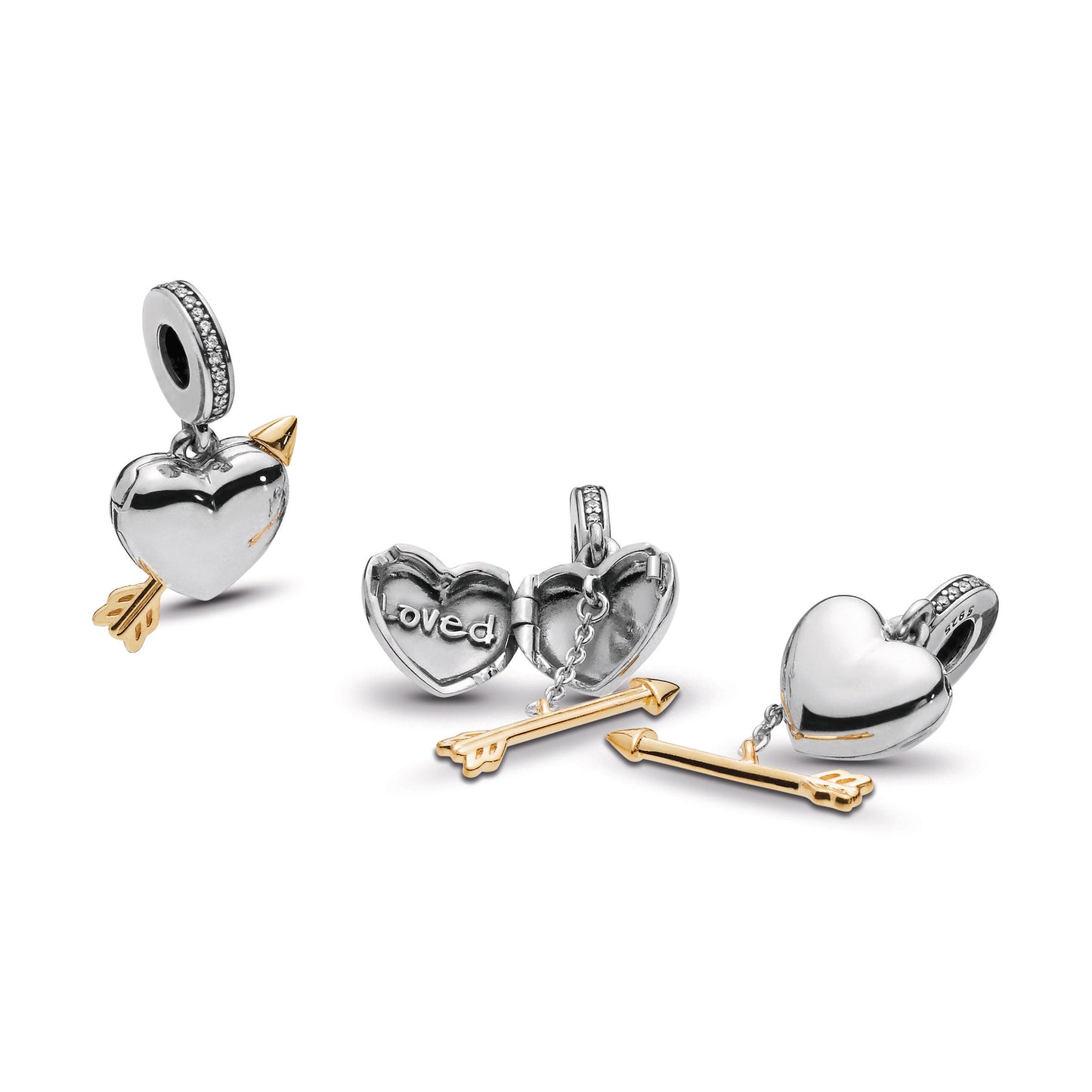 Pandora Loved Heart & Arrow Dangle Charm