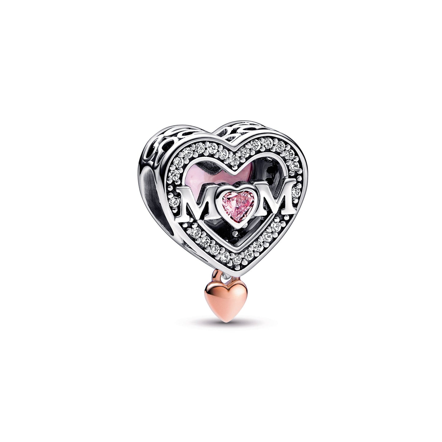 Pandora Two-Tone Openwork Mum & Heart Charm