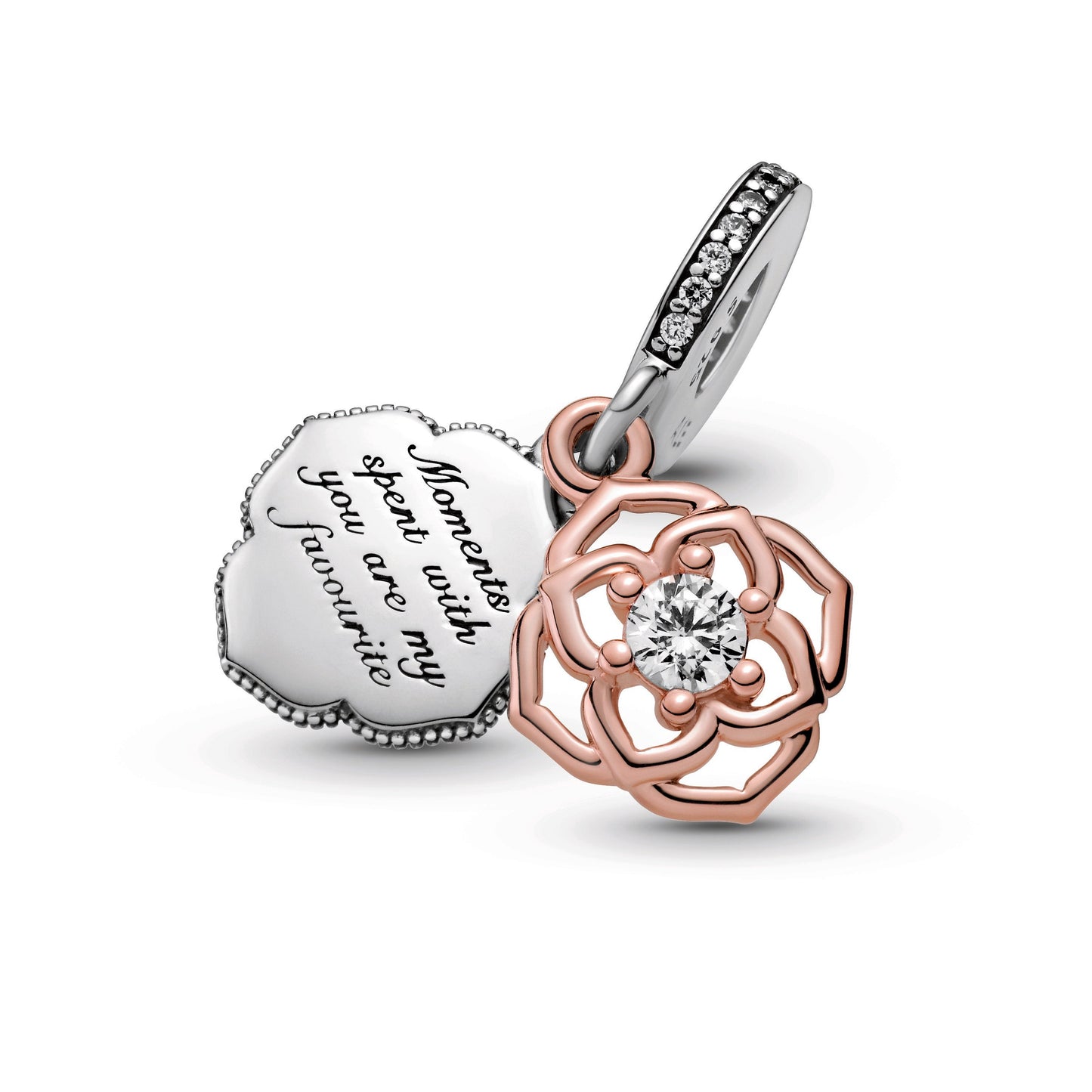 Pandora Two-Tone Rose Dangle Charm