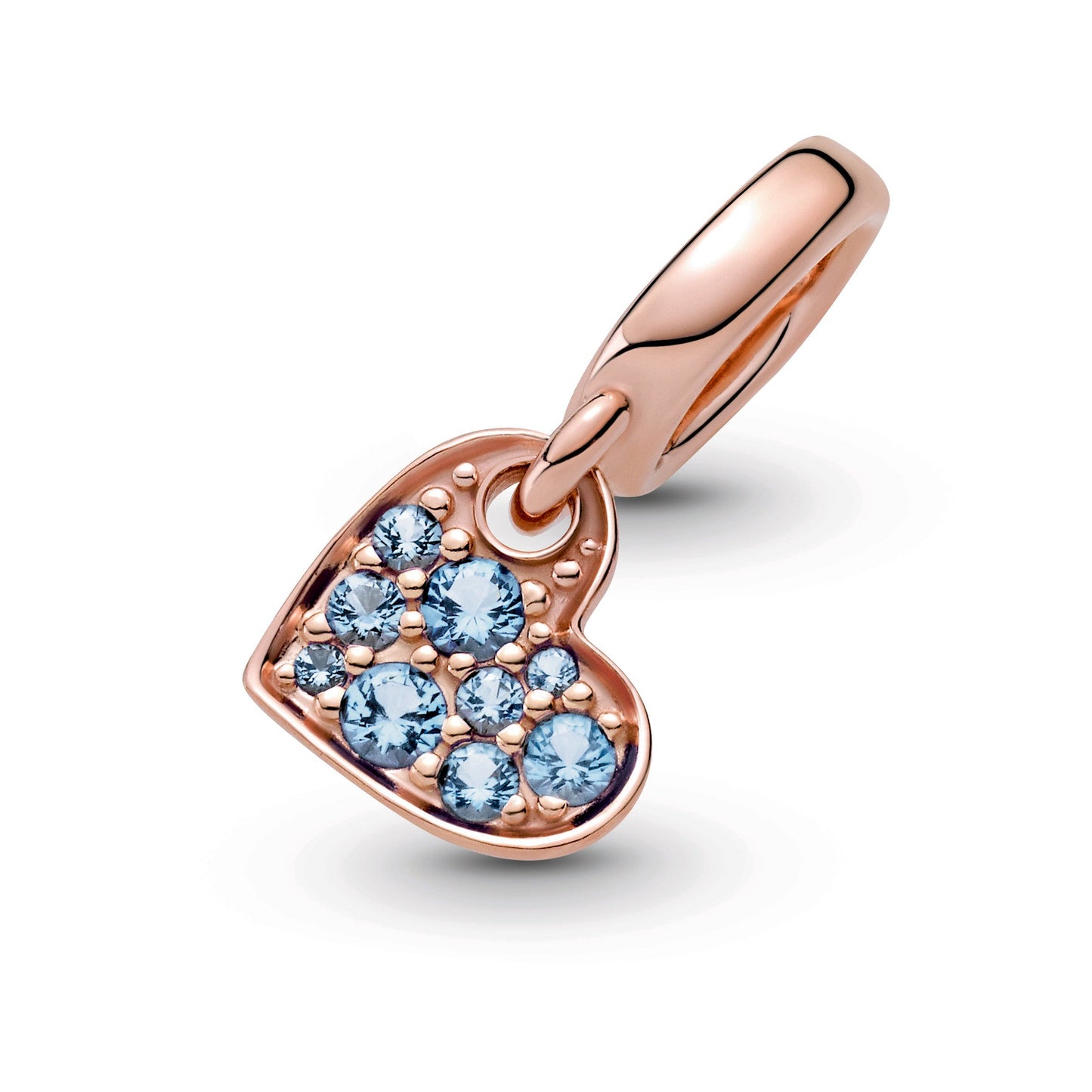 Pandora Light Blue Pave Tilted Heart Dangle Charm