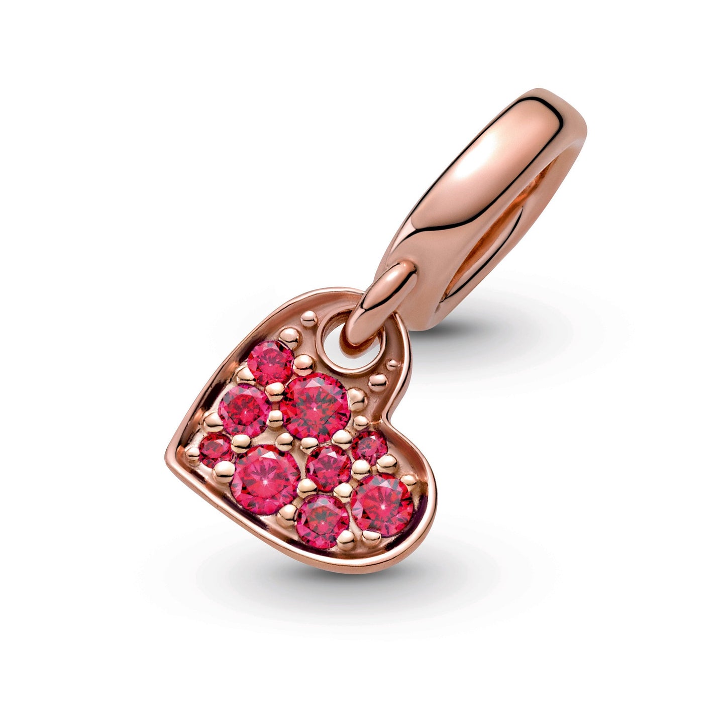 Pandora Red Pave Tilted Heart Dangle Charm