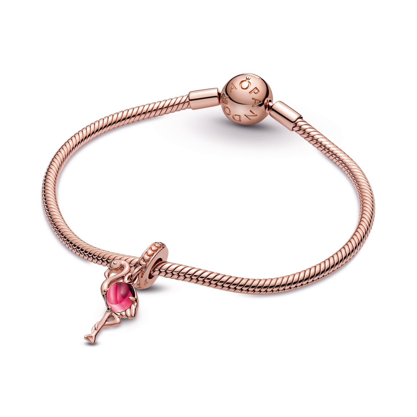 Pandora Pink Murano Glass Flamingo Dangle Charm