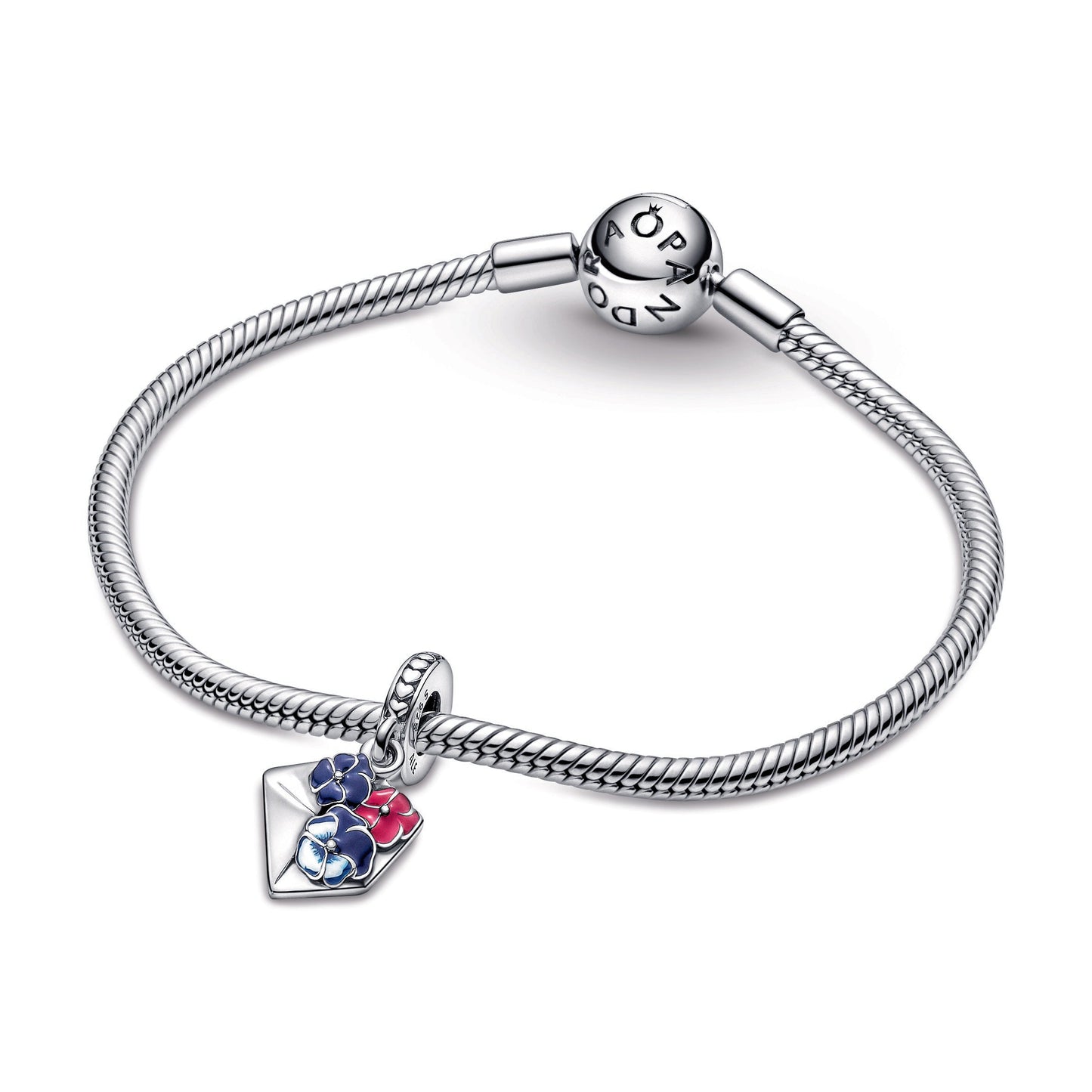 Pandora Pansy Flower Envelope Dangle Charm