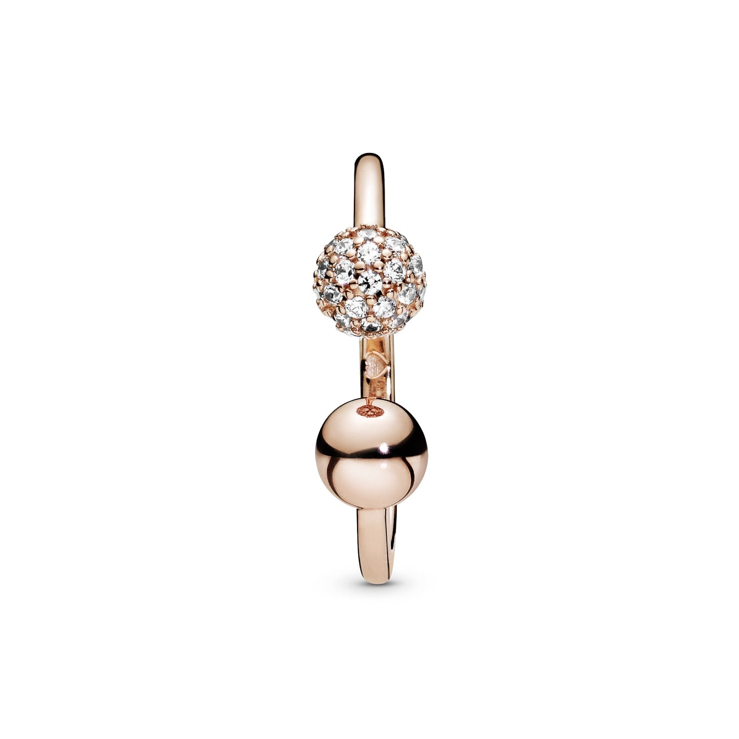 Pandora Polished & Pave Bead Open Ring