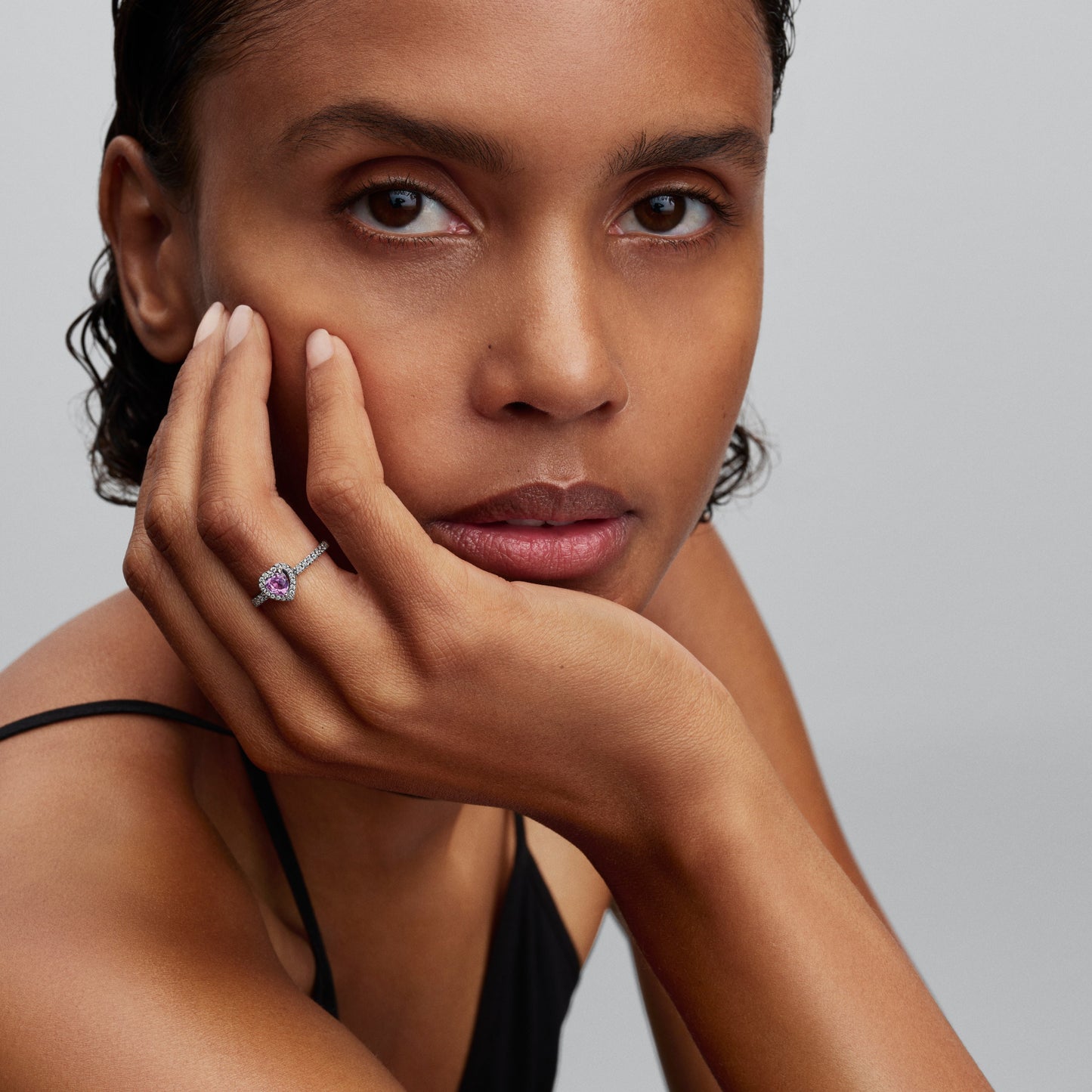 Pandora Elevated Light Purple Heart Ring