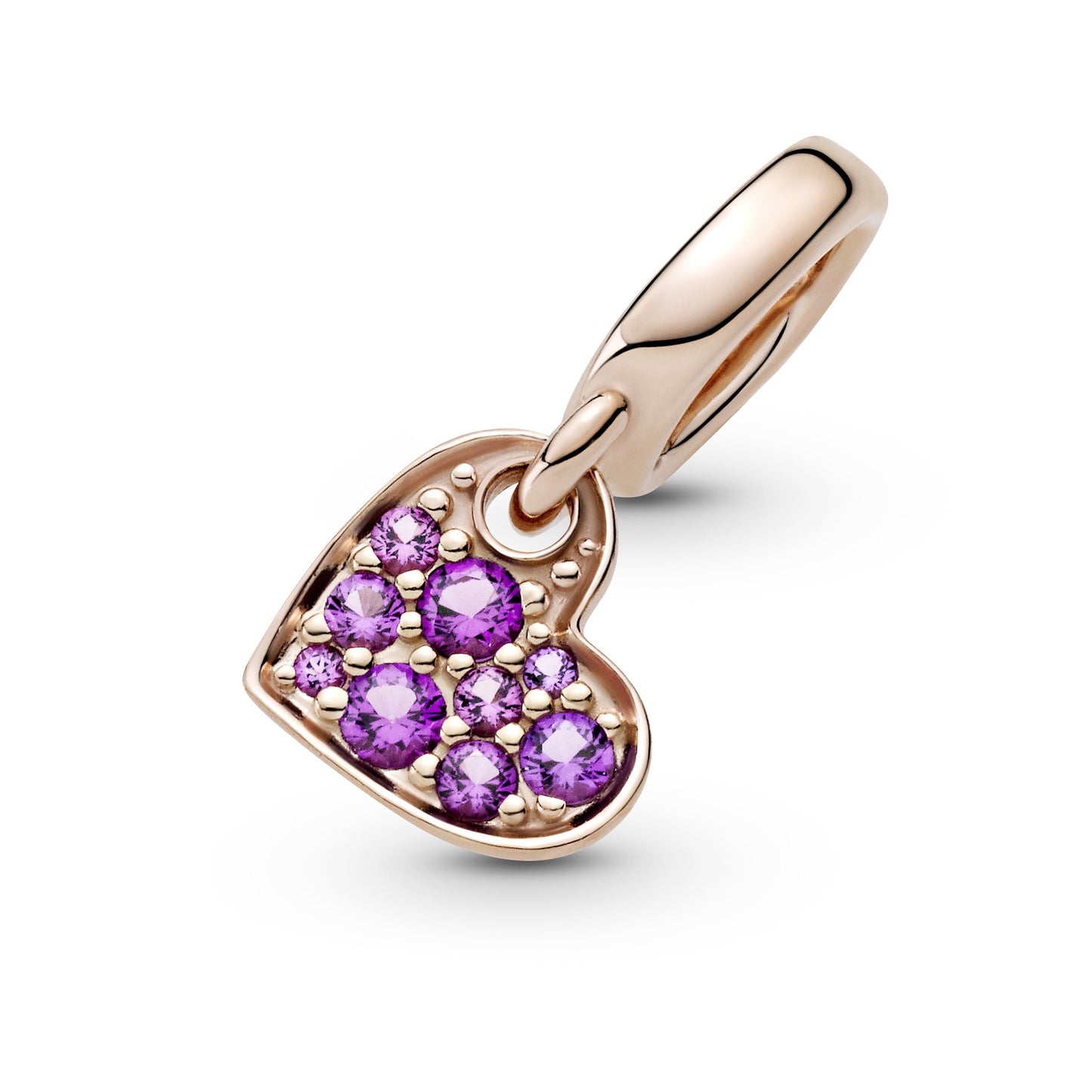 Pandora Royal Purple Pave Tilted Heart Dangle Charm