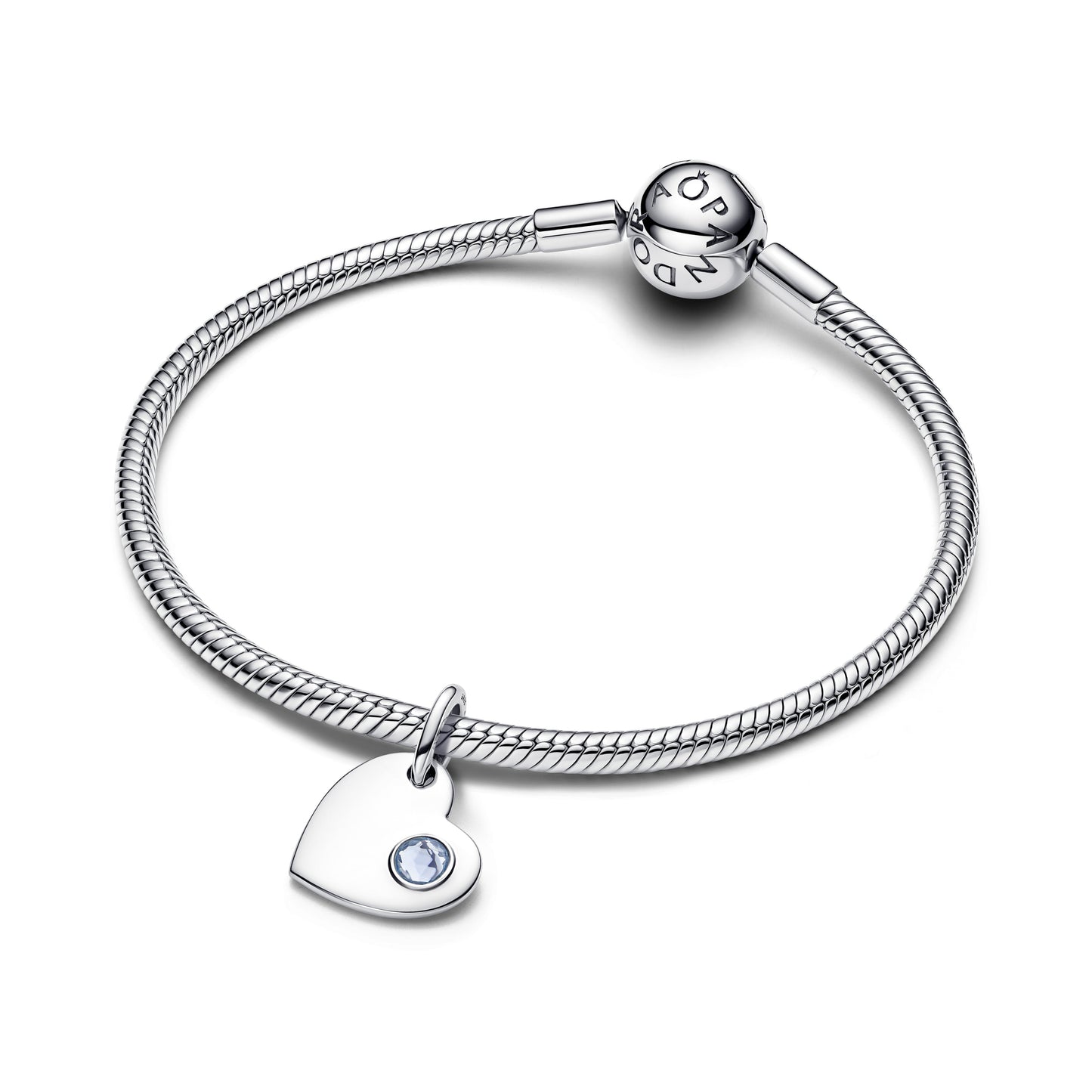 Pandora Engravable Heart Aqua Blue Stone Dangle Charm