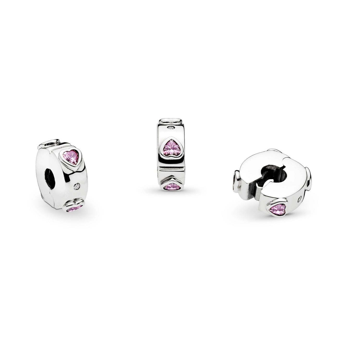 Pandora Sparkling Pink Hearts Clip Charm