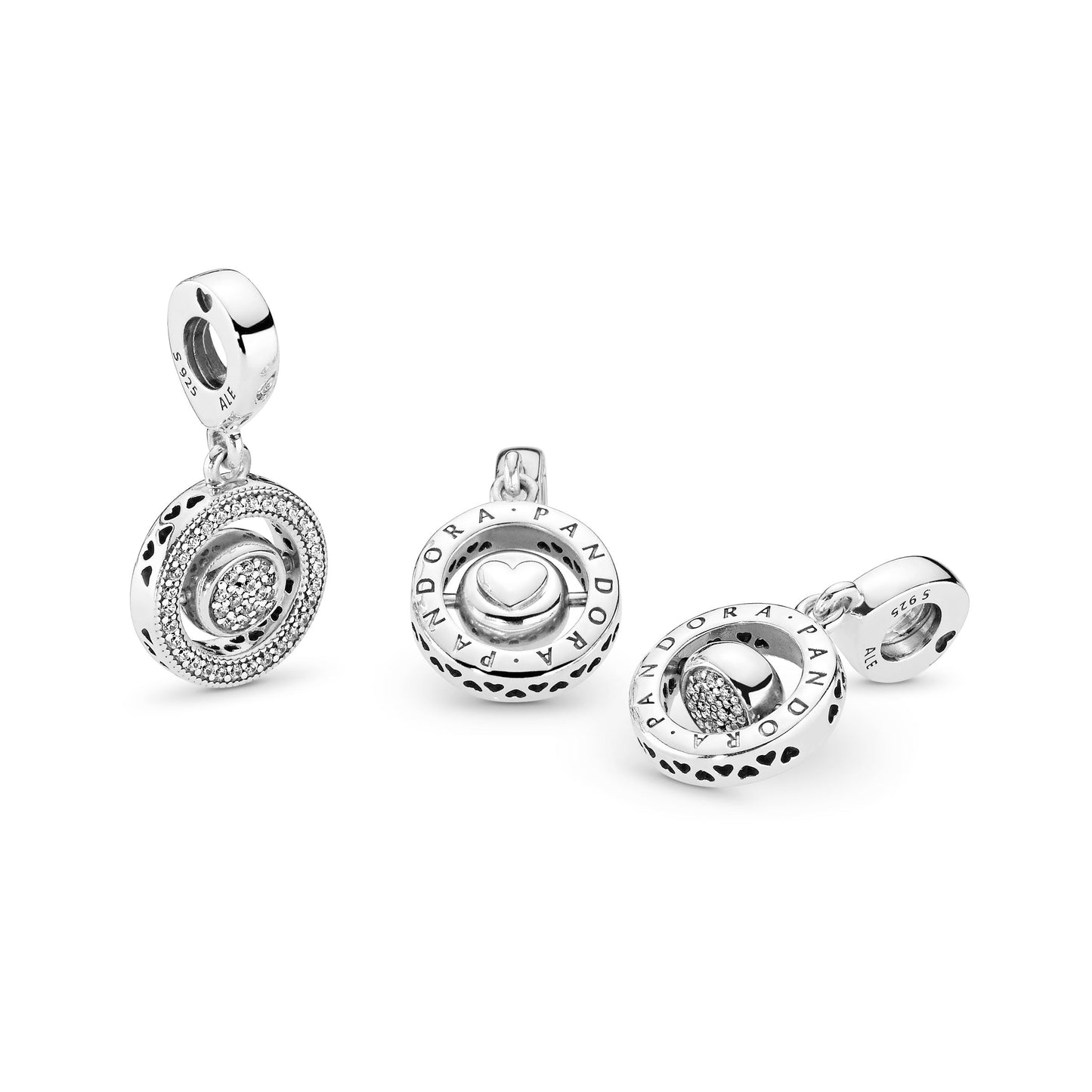 Pandora Spinning Pandora Logo & Pave Dangle