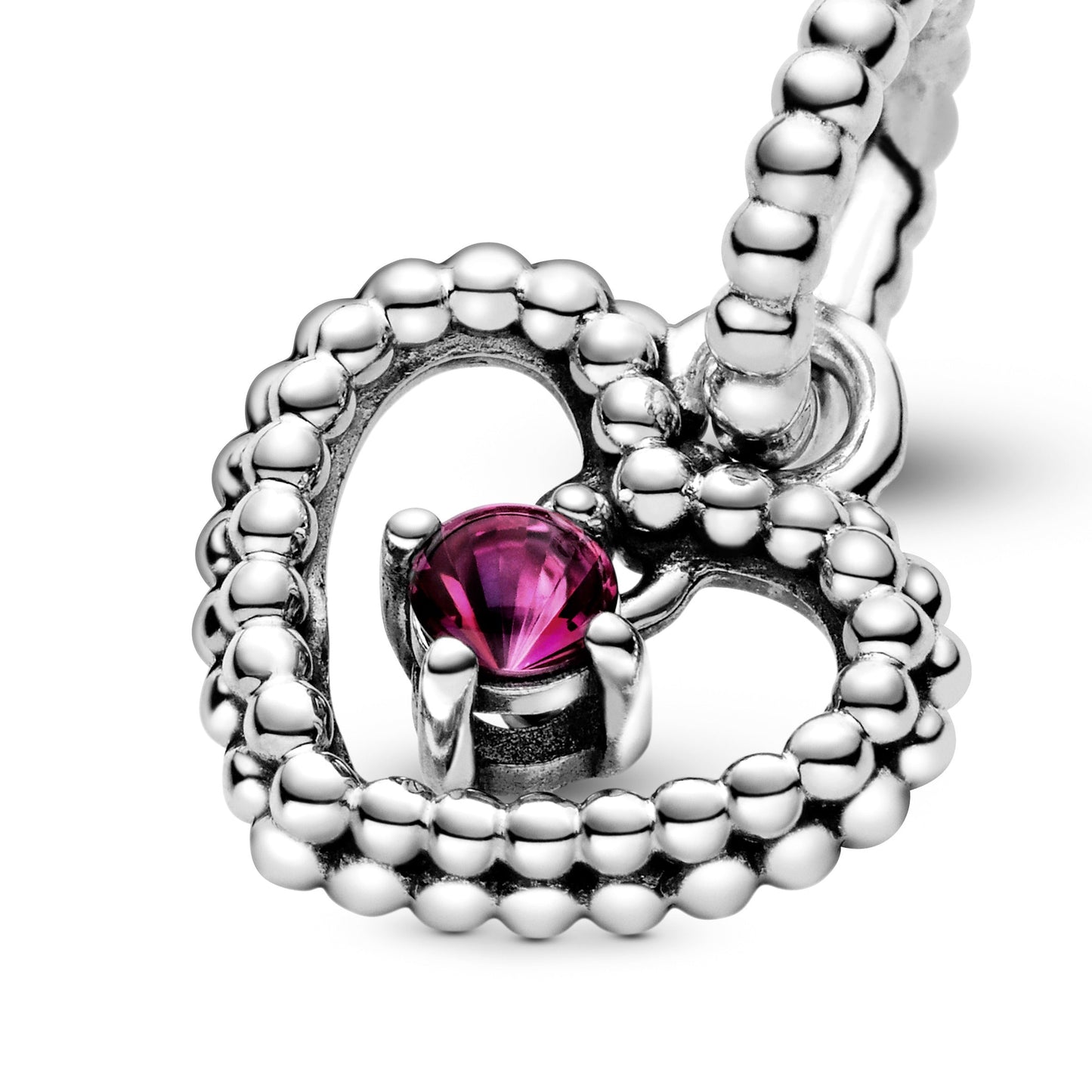 Pandora Blazing Red Beaded Heart Dangle Charm