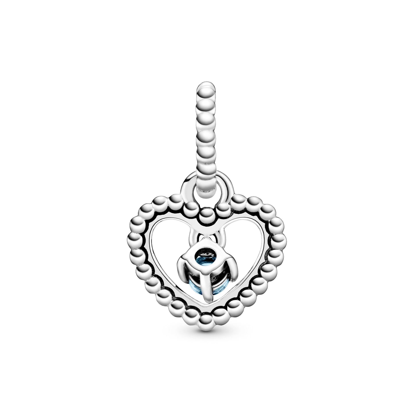 Pandora Sky Blue Beaded Heart Dangle Charm