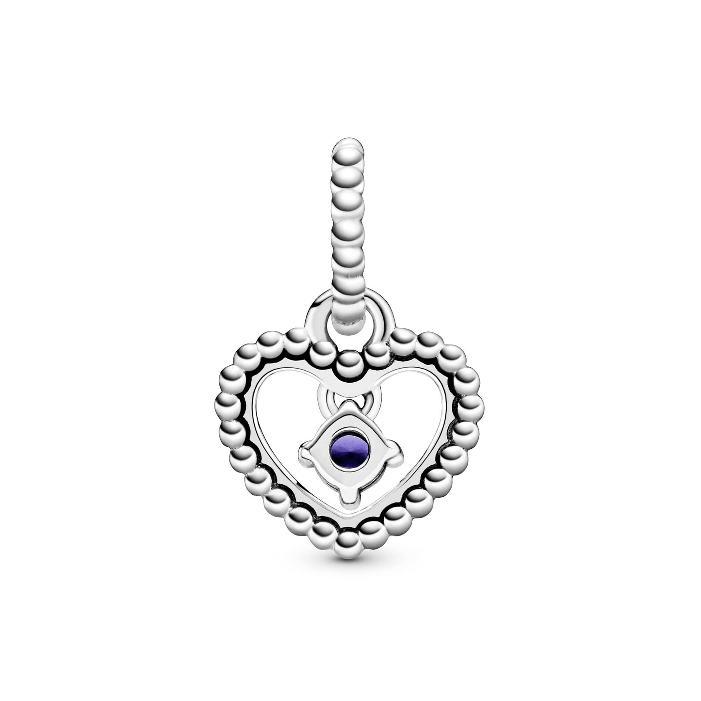 Pandora Sea Blue Beaded Heart Dangle Charm