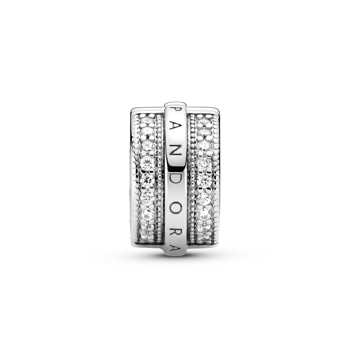 Pandora Sparkling Pave Lines and Logo Clip