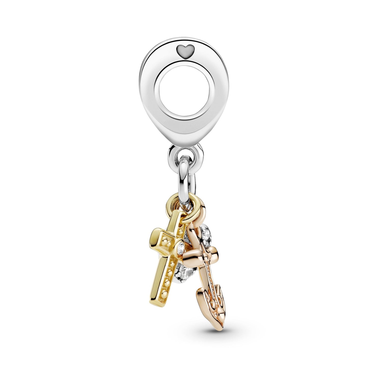 Pandora Triple-tone Cross, Heart, & Anchor Dangle Charm