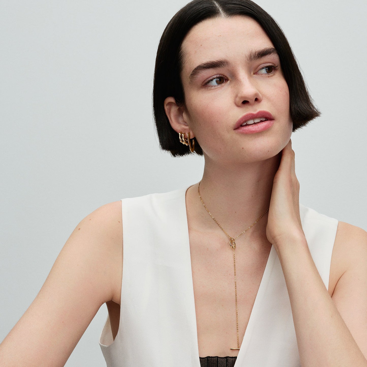 Pandora Organically V-shaped Open Hoop Earrings