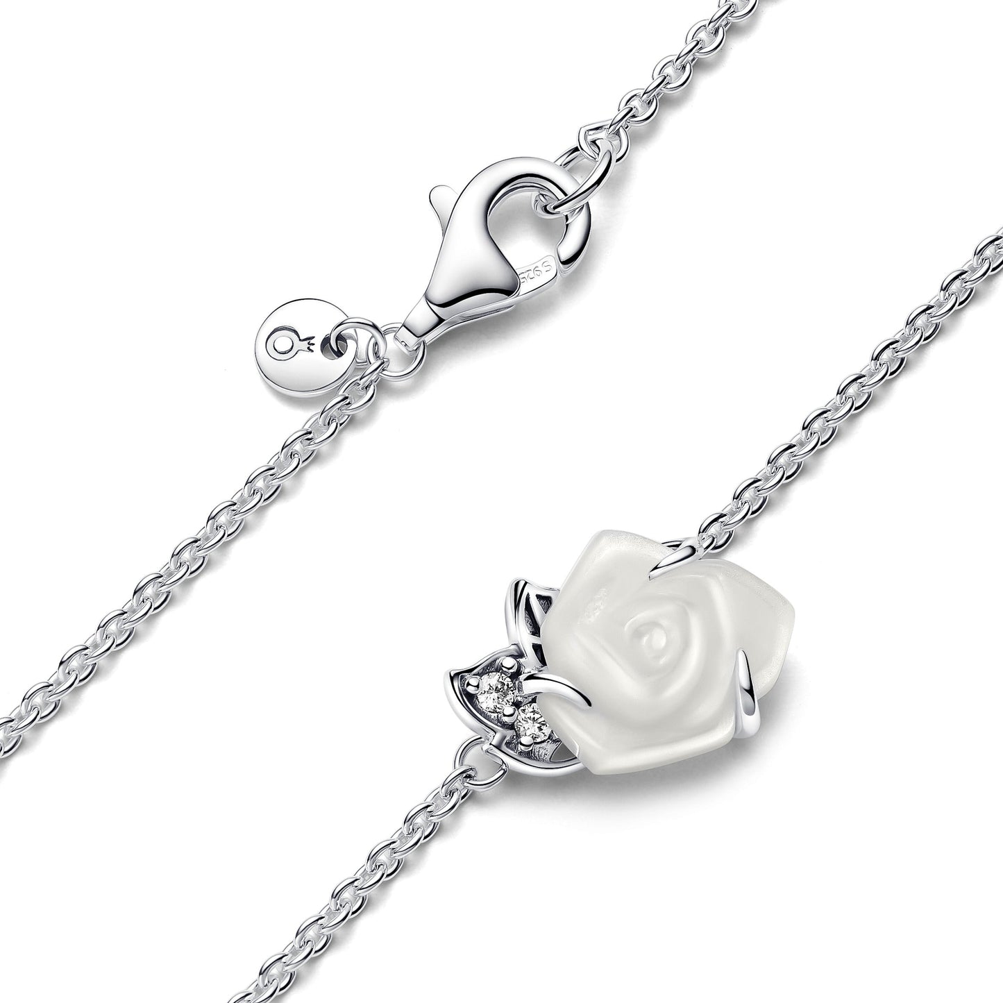 Pandora White Rose in Bloom Collier Necklace