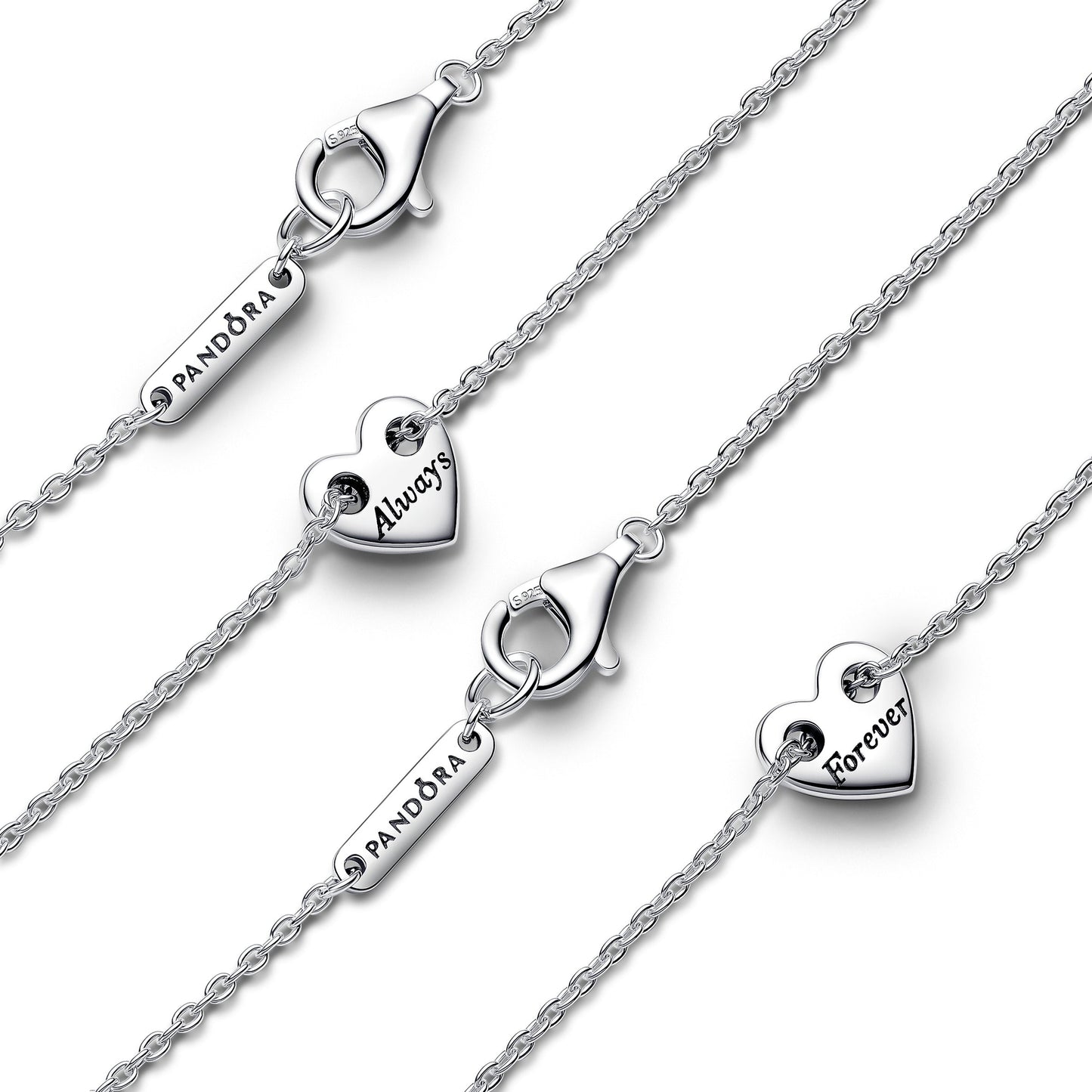 Pandora Forever & Always Splittable Heart Collier Necklaces