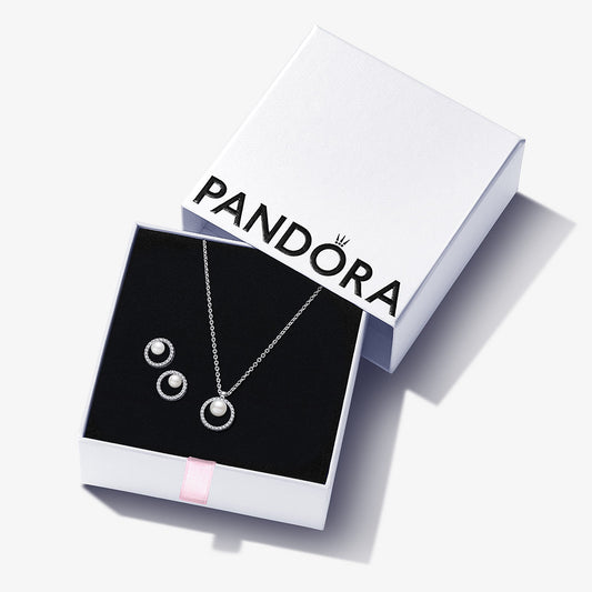 Pandora Freshwater Pearl Timeless Necklace and Earrings Set