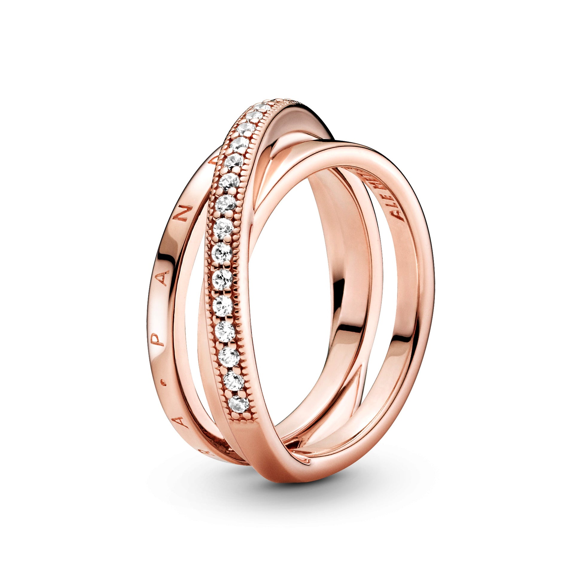 Pandora Crossover Pave Triple Band Ring