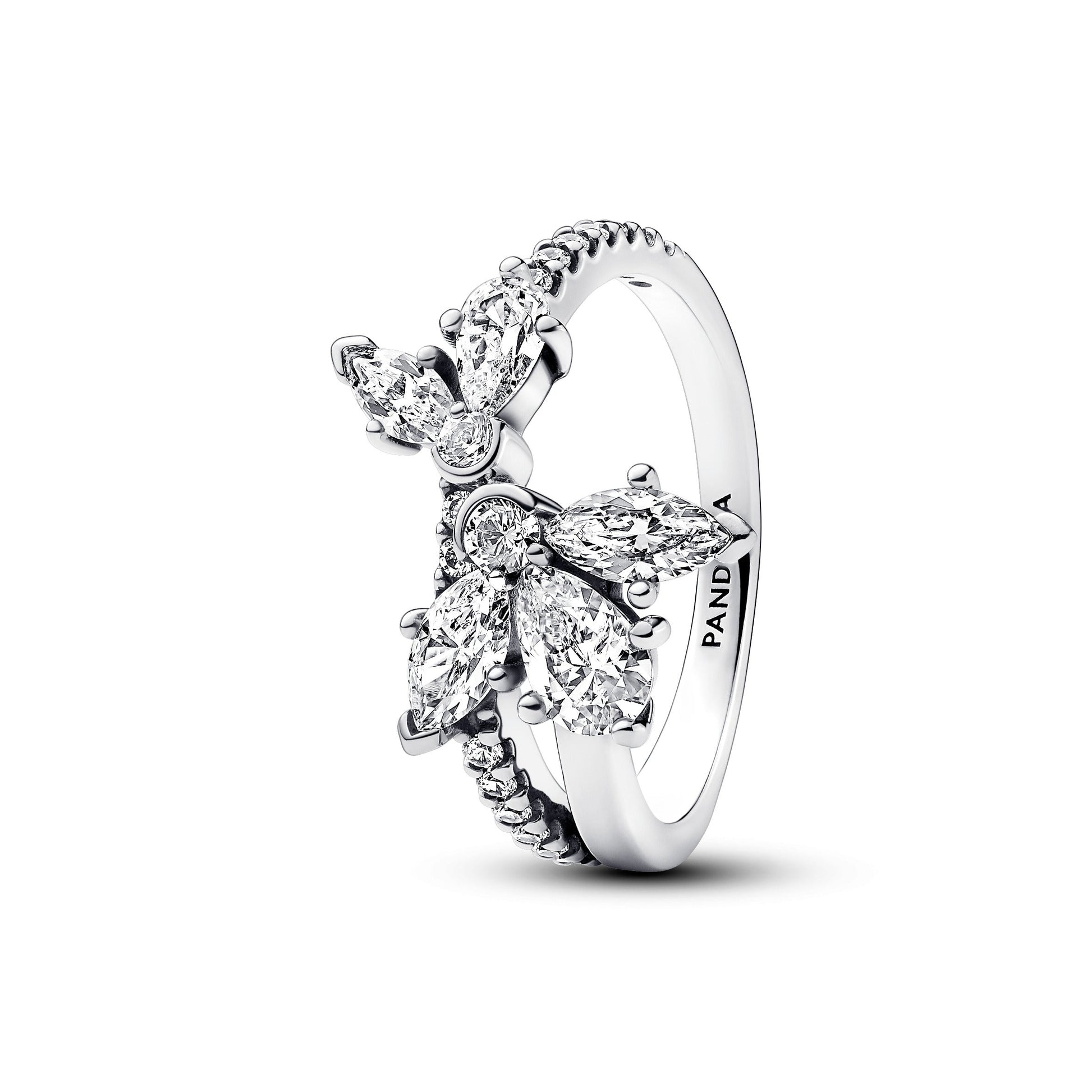 Pandora Sparkling Asymmetrical Herbarium Cluster Ring