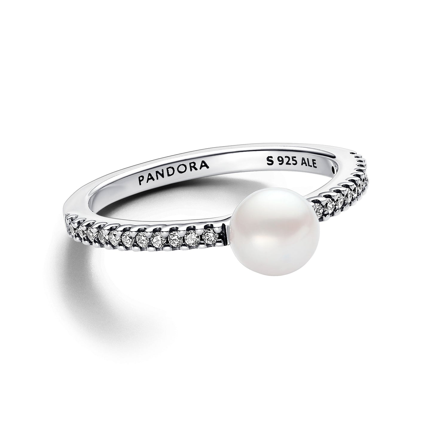 Pandora Treated Freshwater Pearl & Pave Ring