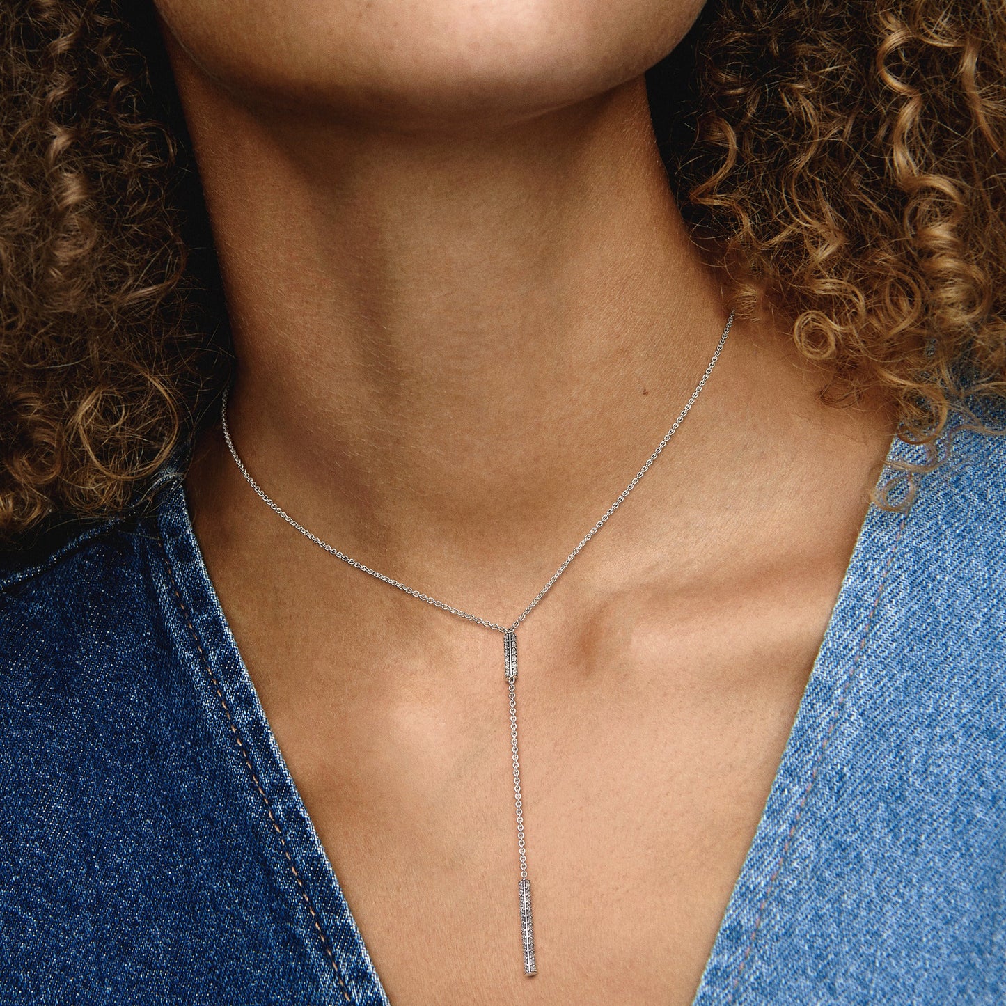 Pandora Timeless Pave Prism Drop Necklace