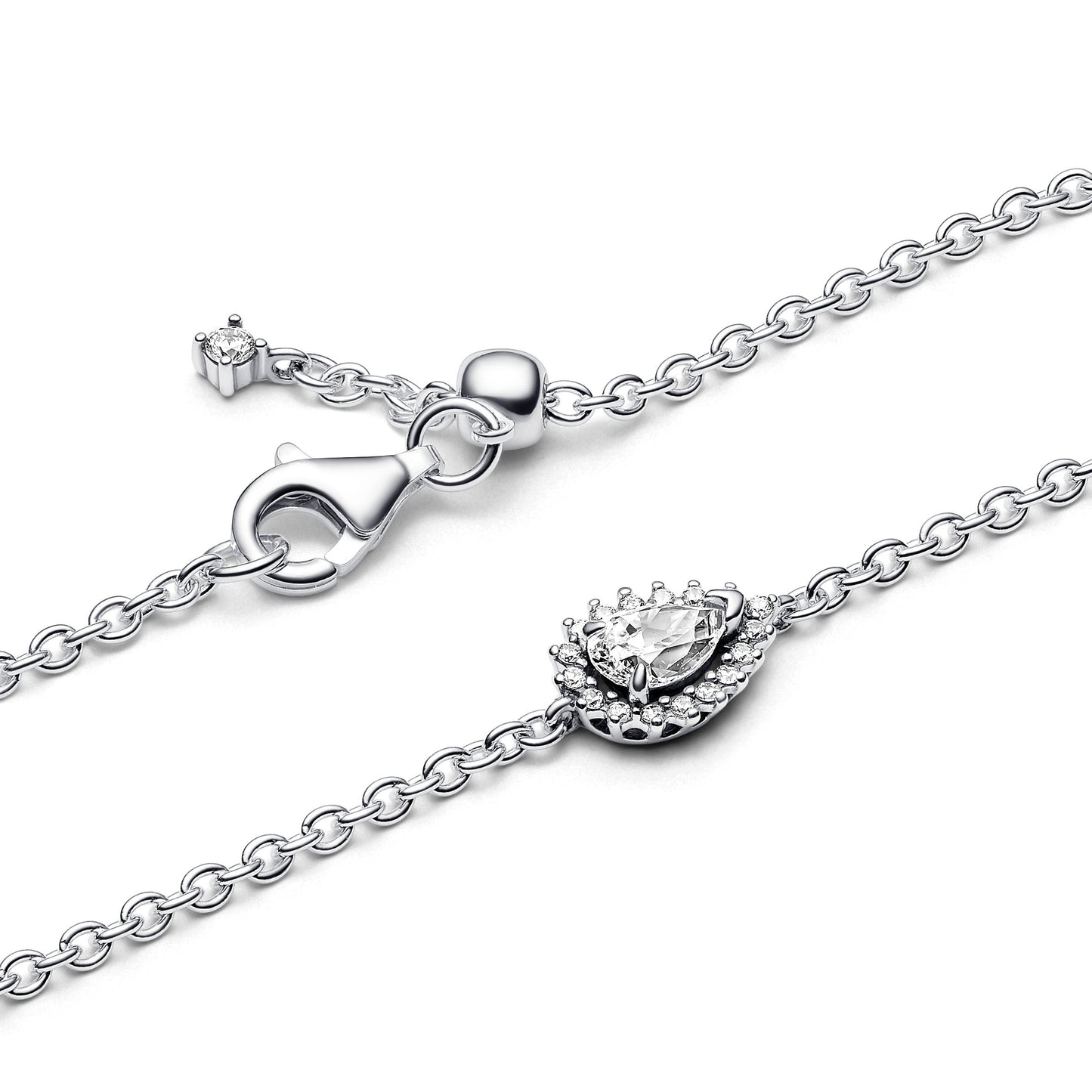 Pandora Sparkling Pear Halo Chain Bracelet