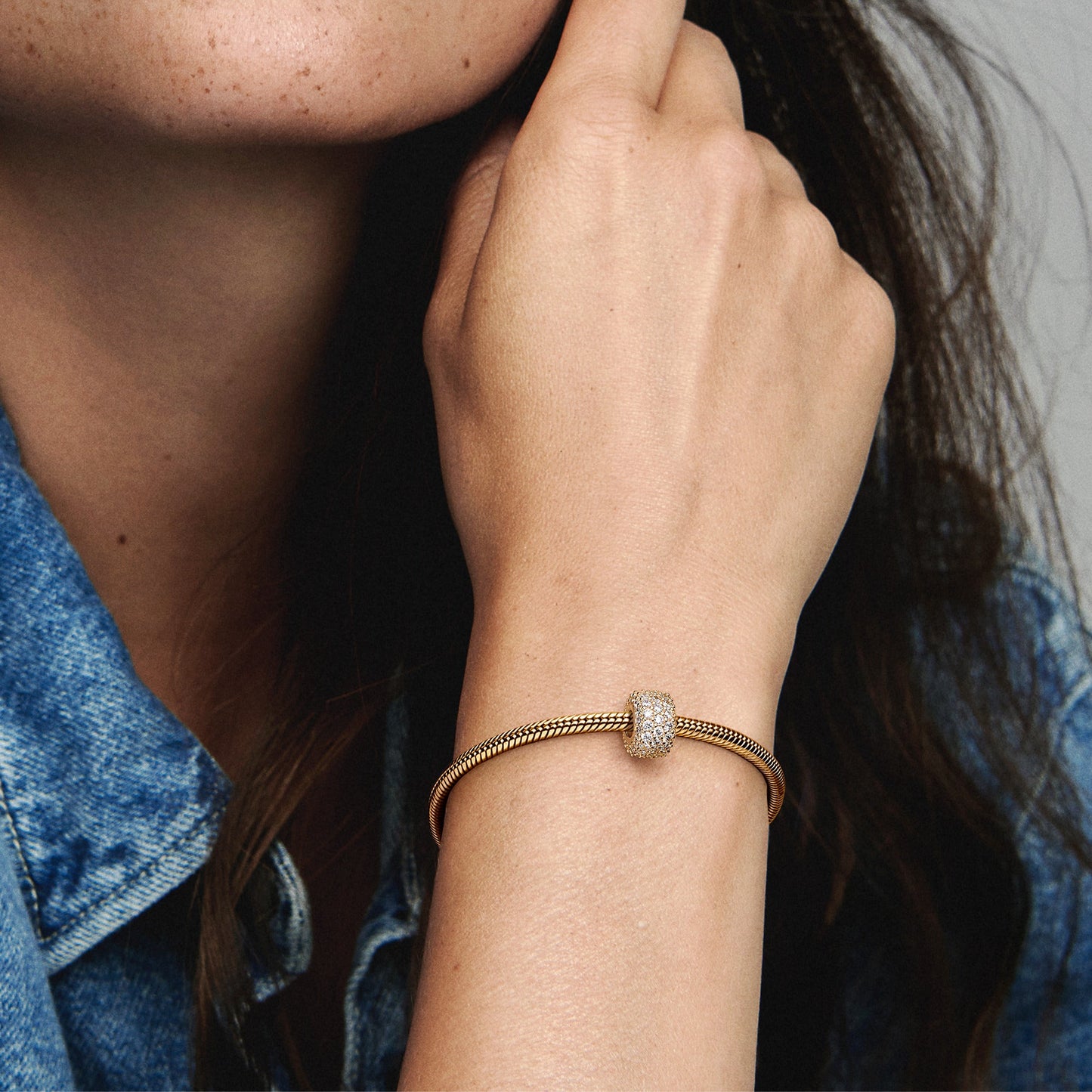 Pandora Sparkling Pave Triple-row Charm