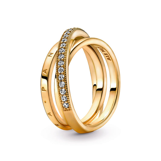 Pandora Crossover Pave Triple Band Ring