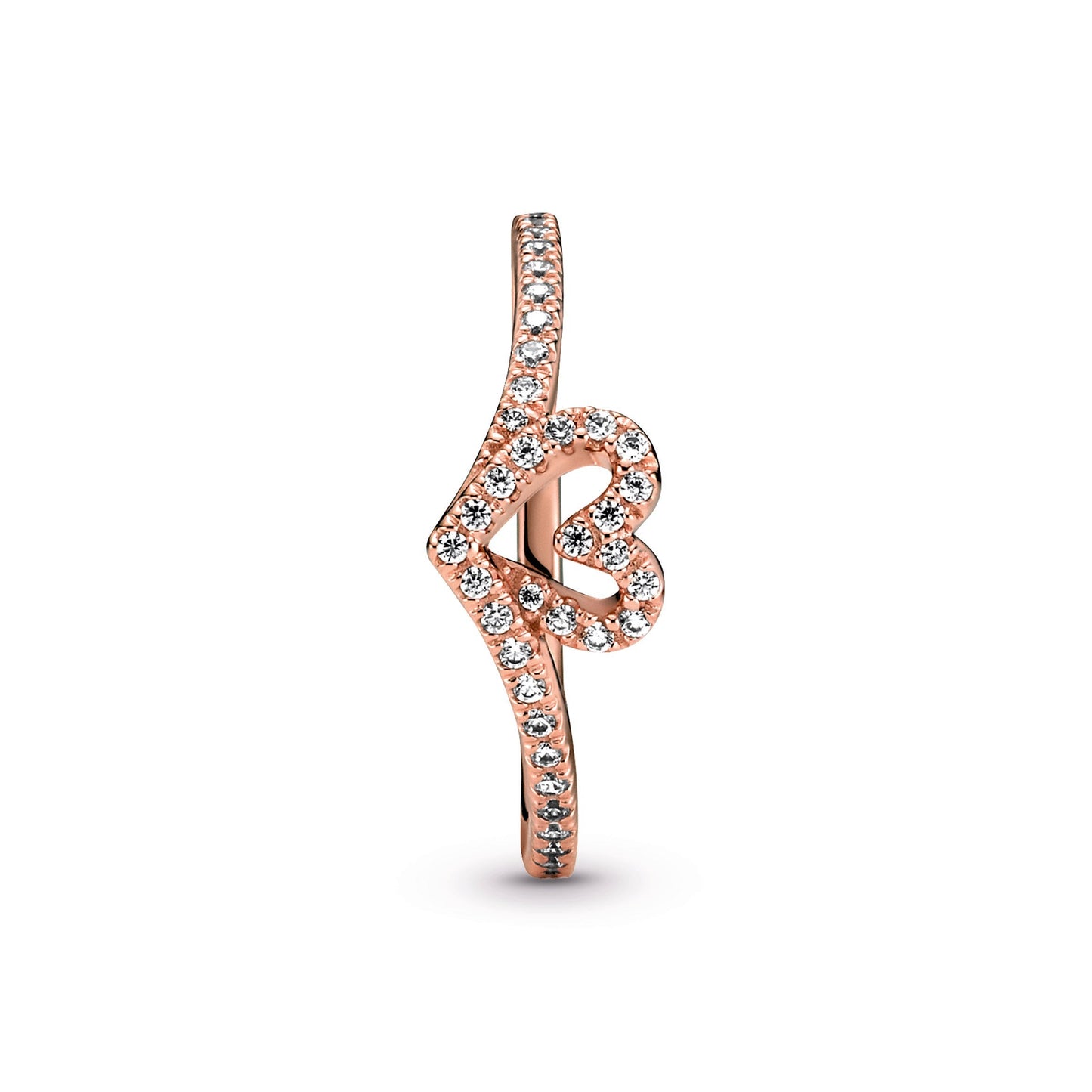 Pandora Sparkling Wishbone Heart Ring