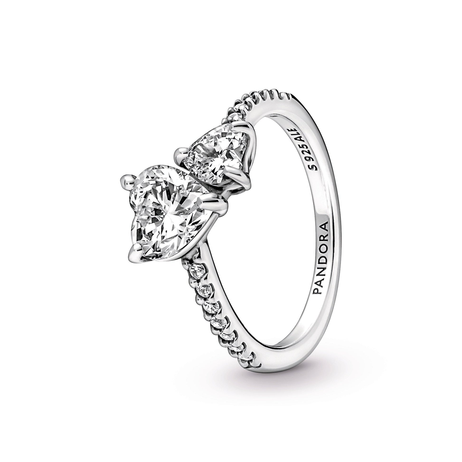 Pandora Double Heart Sparkling Ring