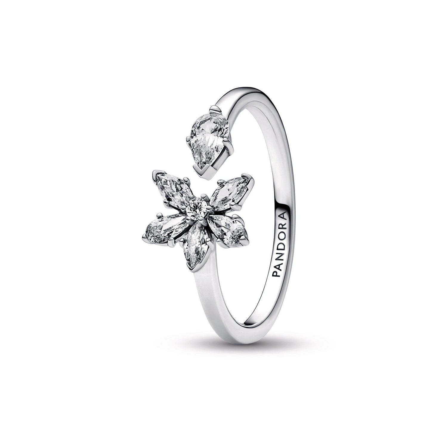 Pandora Sparkling Herbarium Cluster Open Ring