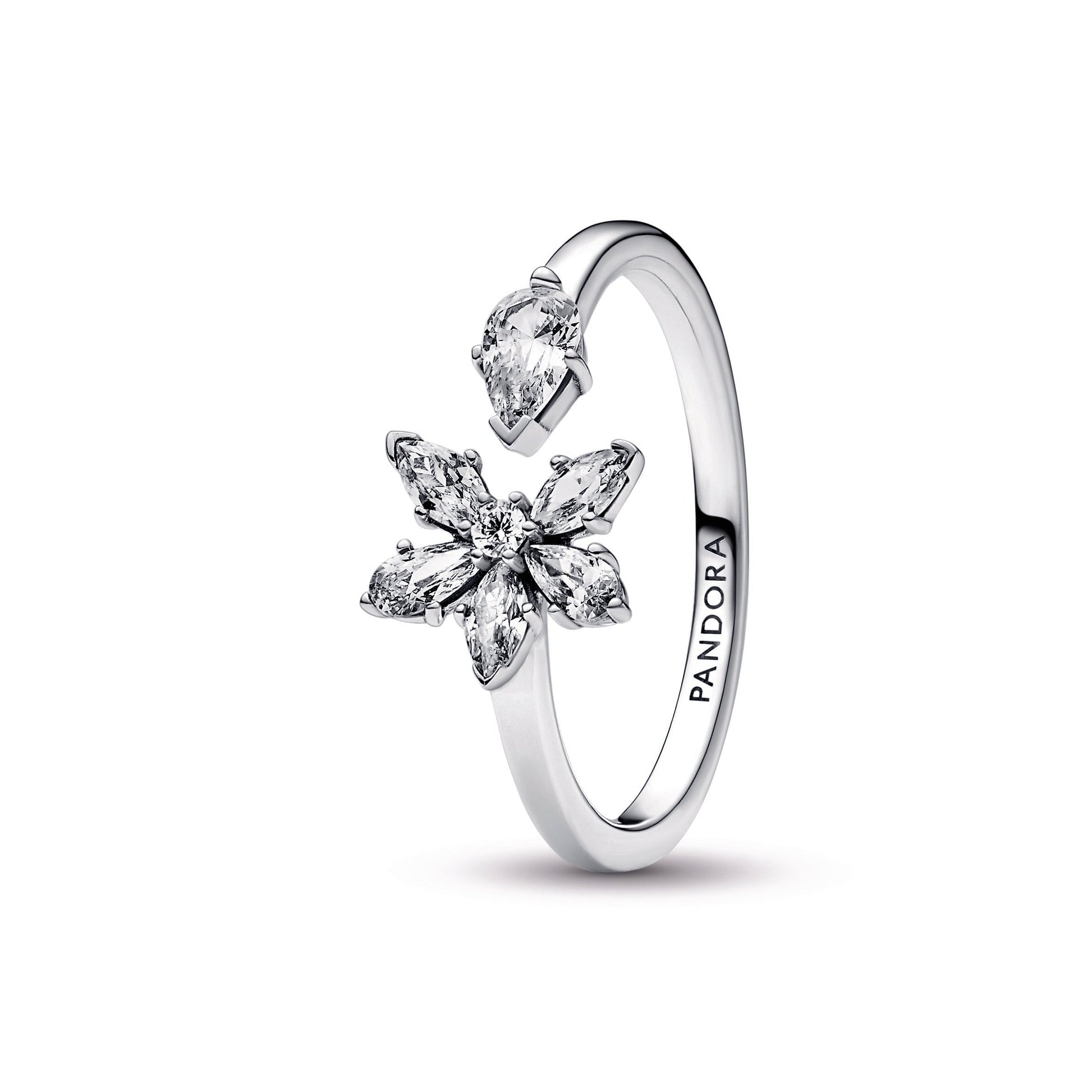 Pandora Sparkling Herbarium Cluster Open Ring
