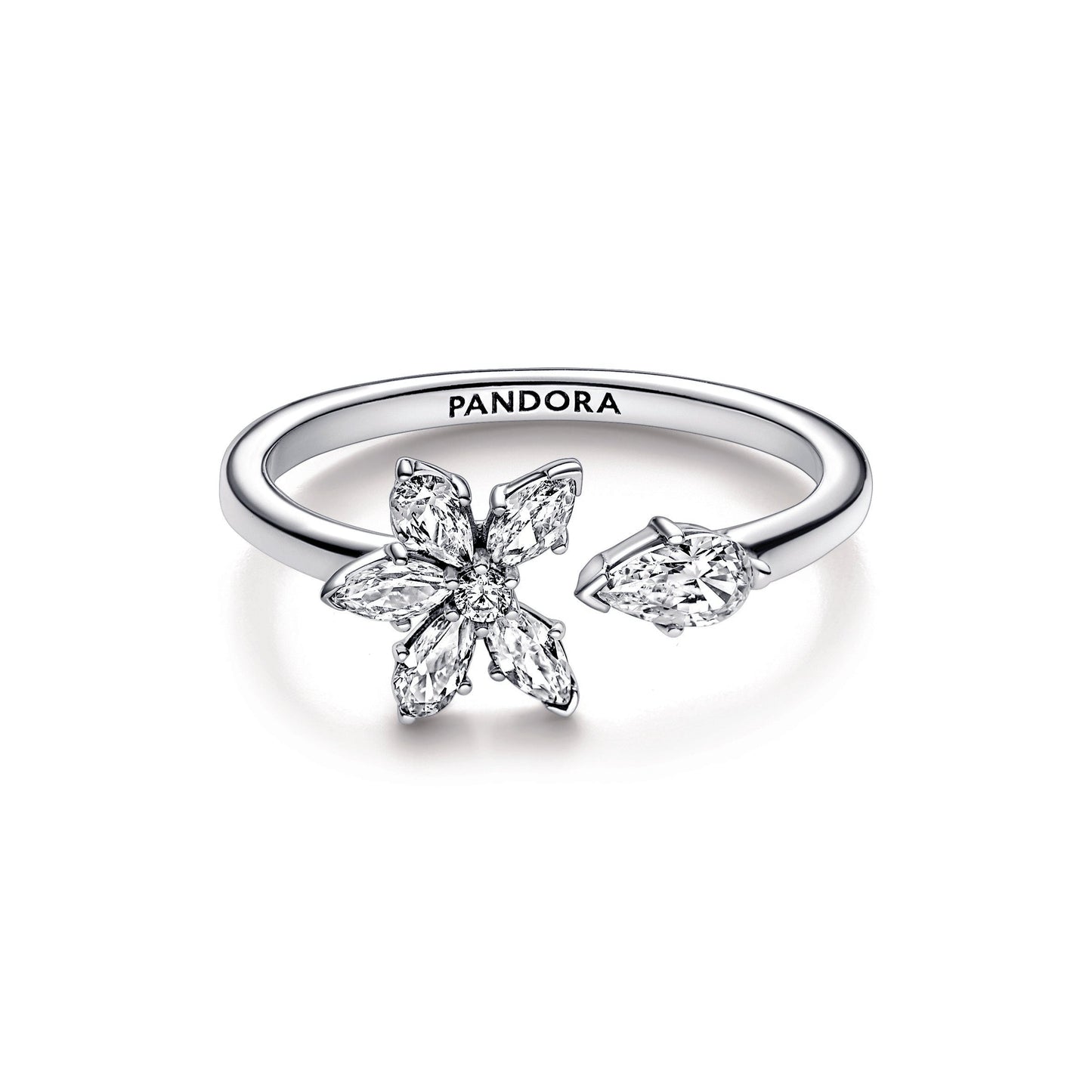 Pandora Sparkling Herbarium Cluster Open Ring