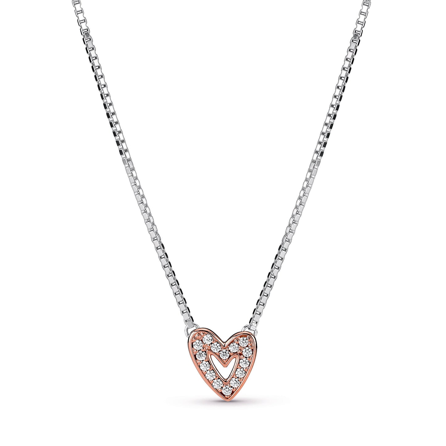 Pandora Sparkling Freehand Heart Necklace