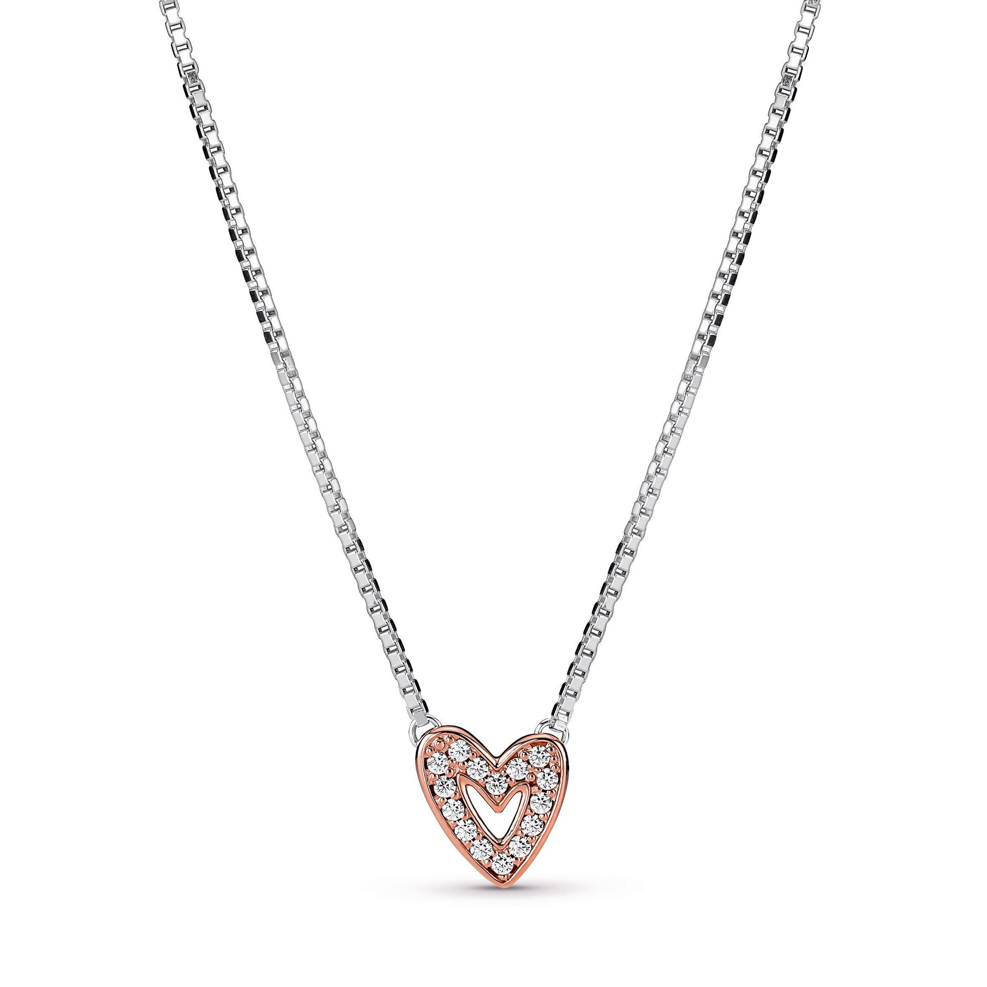 Pandora Sparkling Freehand Heart Necklace