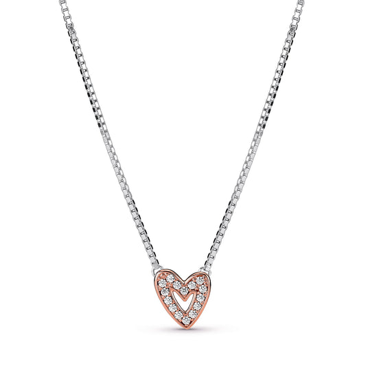 Pandora Sparkling Freehand Heart Necklace