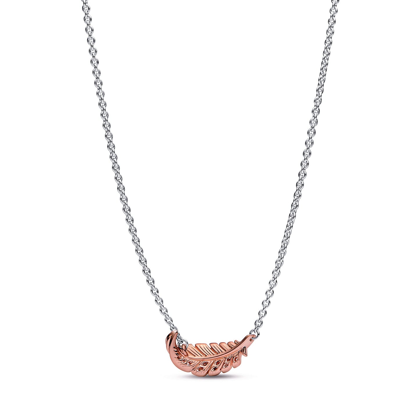 Pandora Two-Tone Floating Curved Feather Collier Necklace