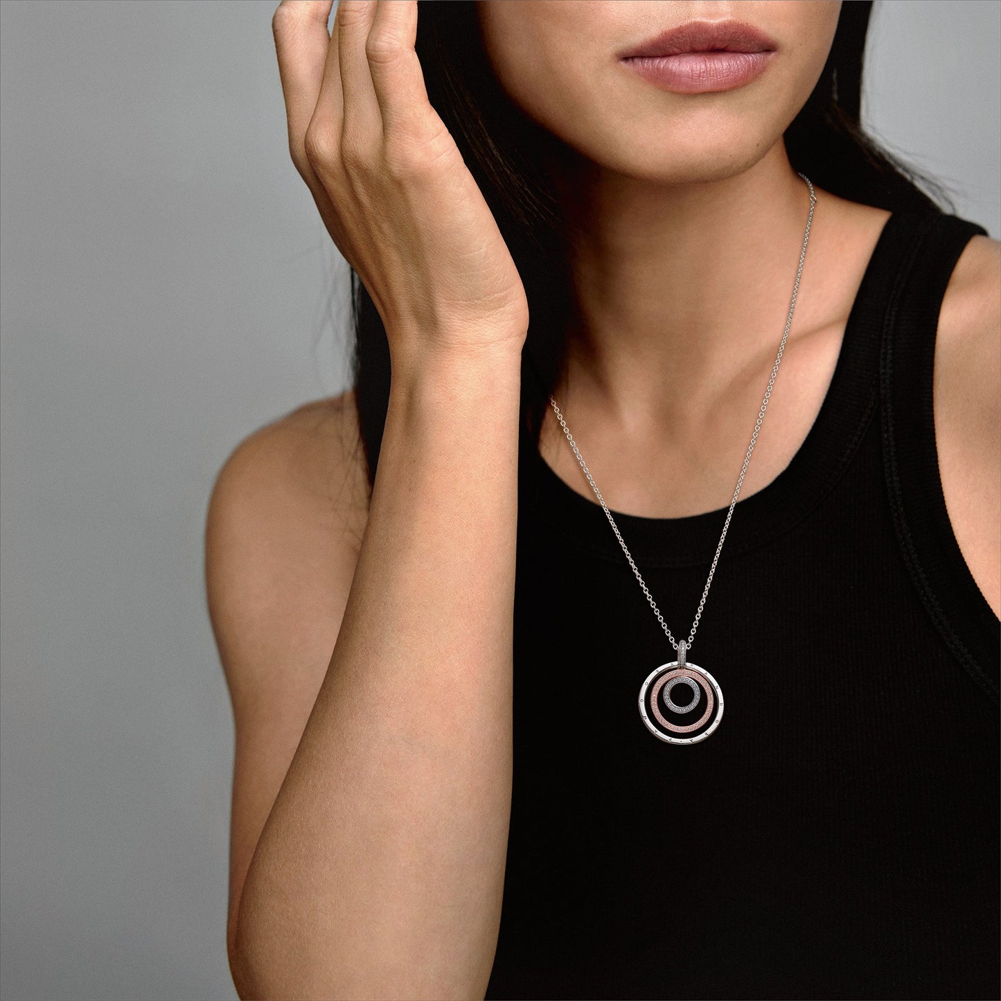 Pandora Two-Tone Circles Pendant & Necklace