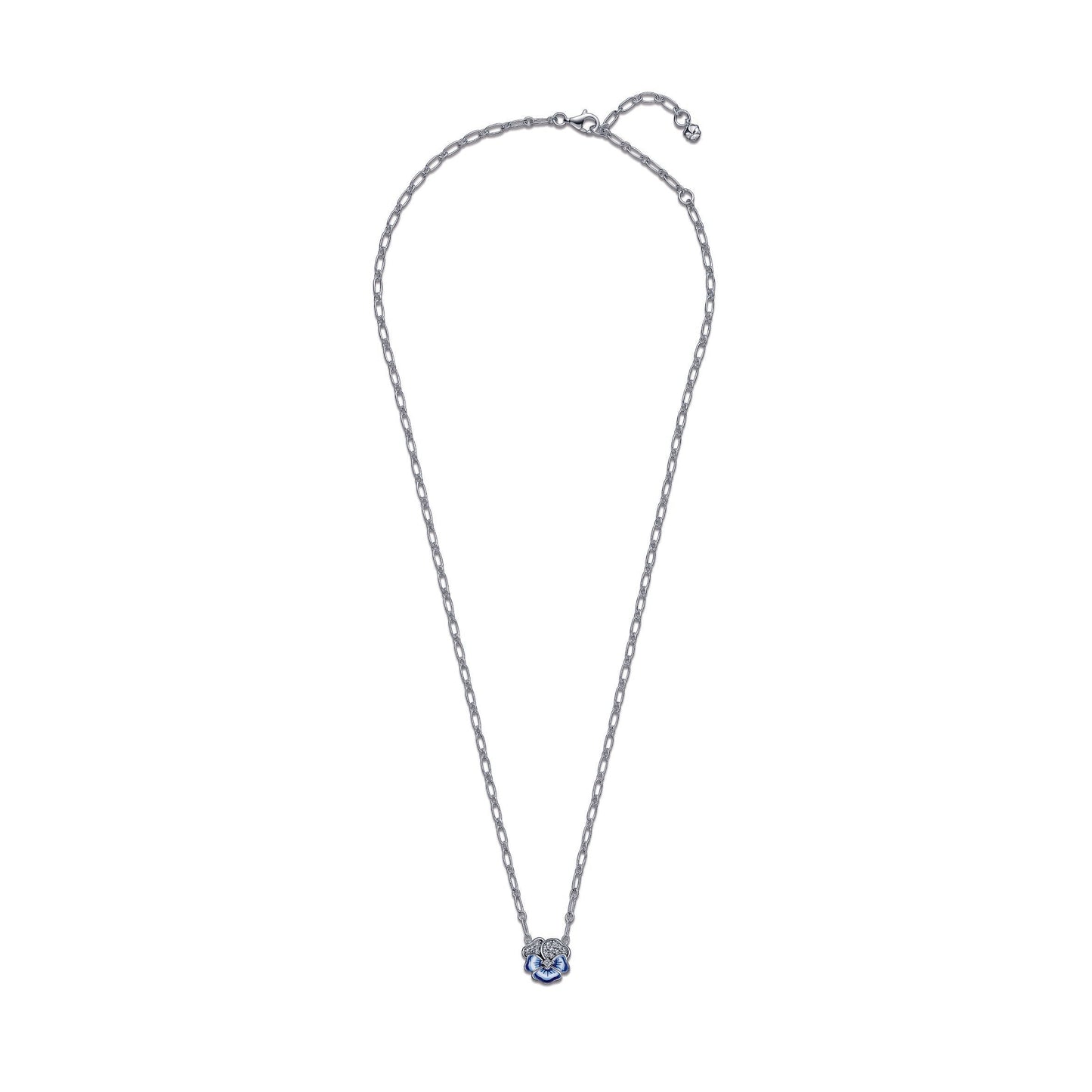 Pandora Blue Pansy Flower Pendant Necklace