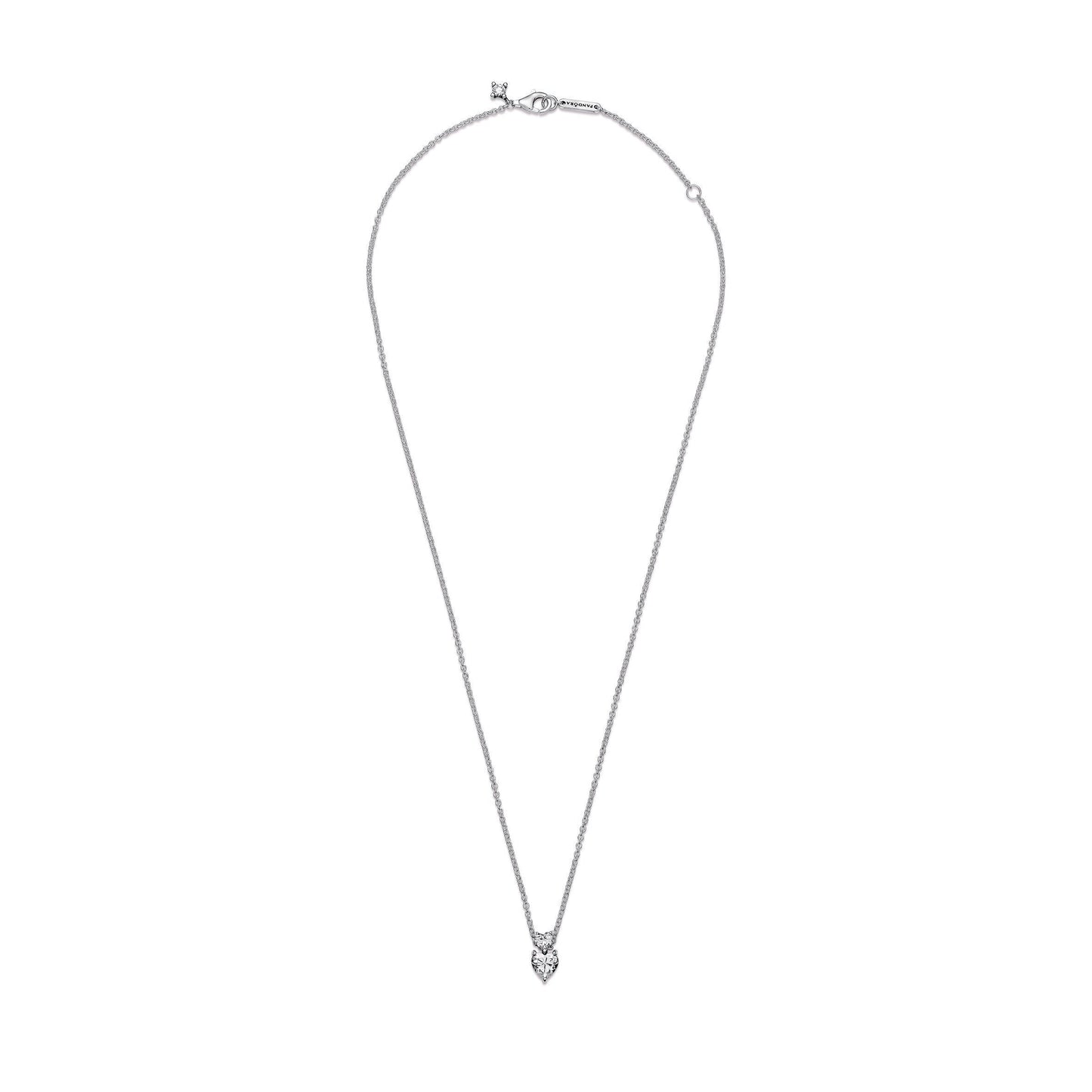 Pandora Double Heart Pendant Sparkling Collier Necklace