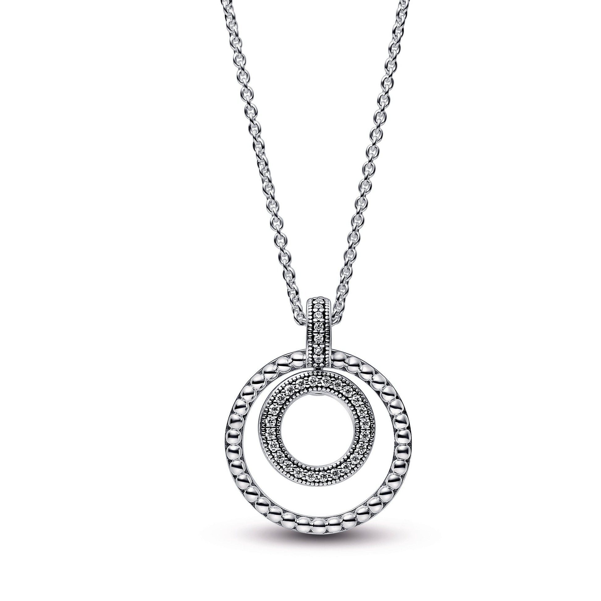 Pandora Signature Pave & Beads Pendant & Necklace